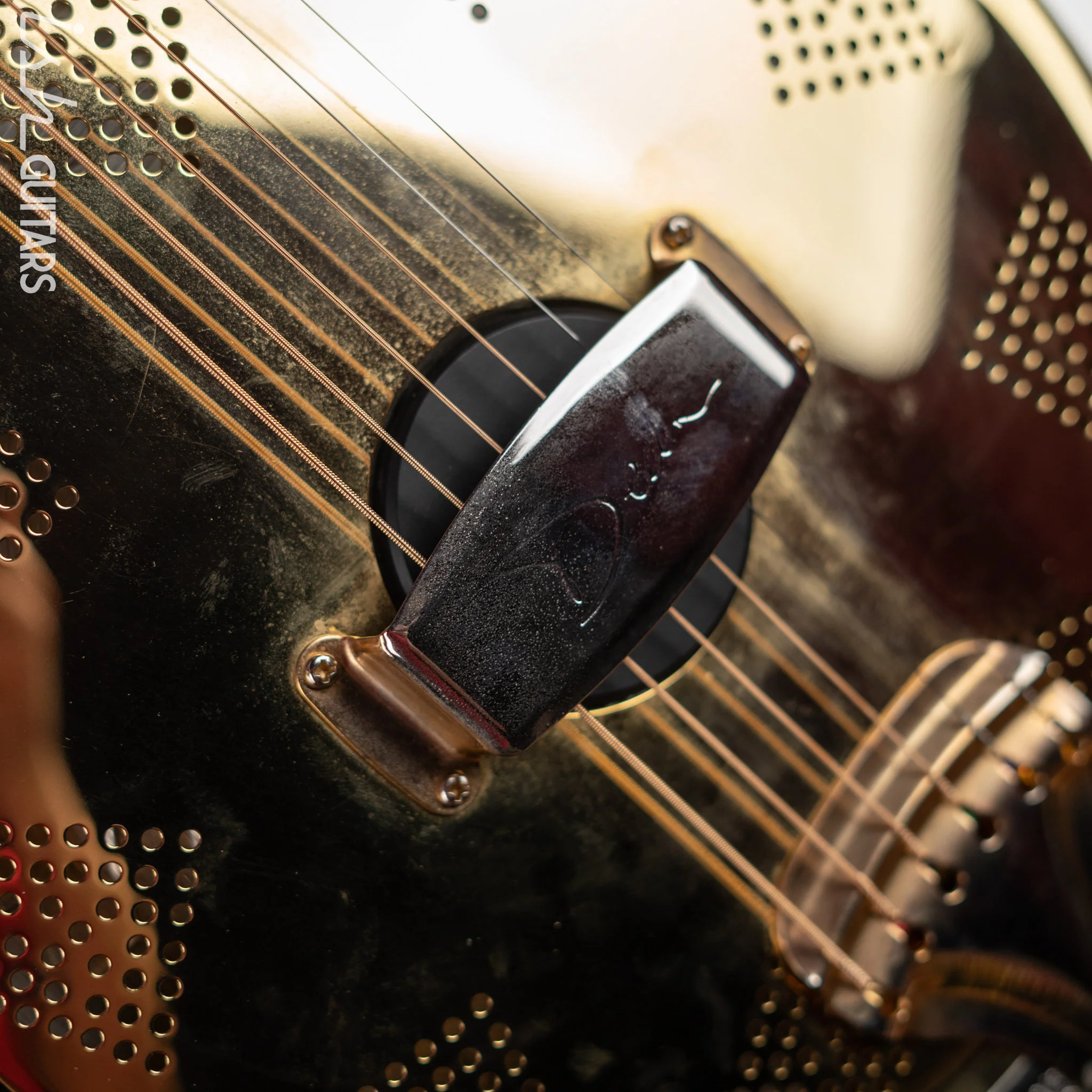 Dean Thin Body Acoustic-Electric Resonator Etched Chrome Gold - Image 5