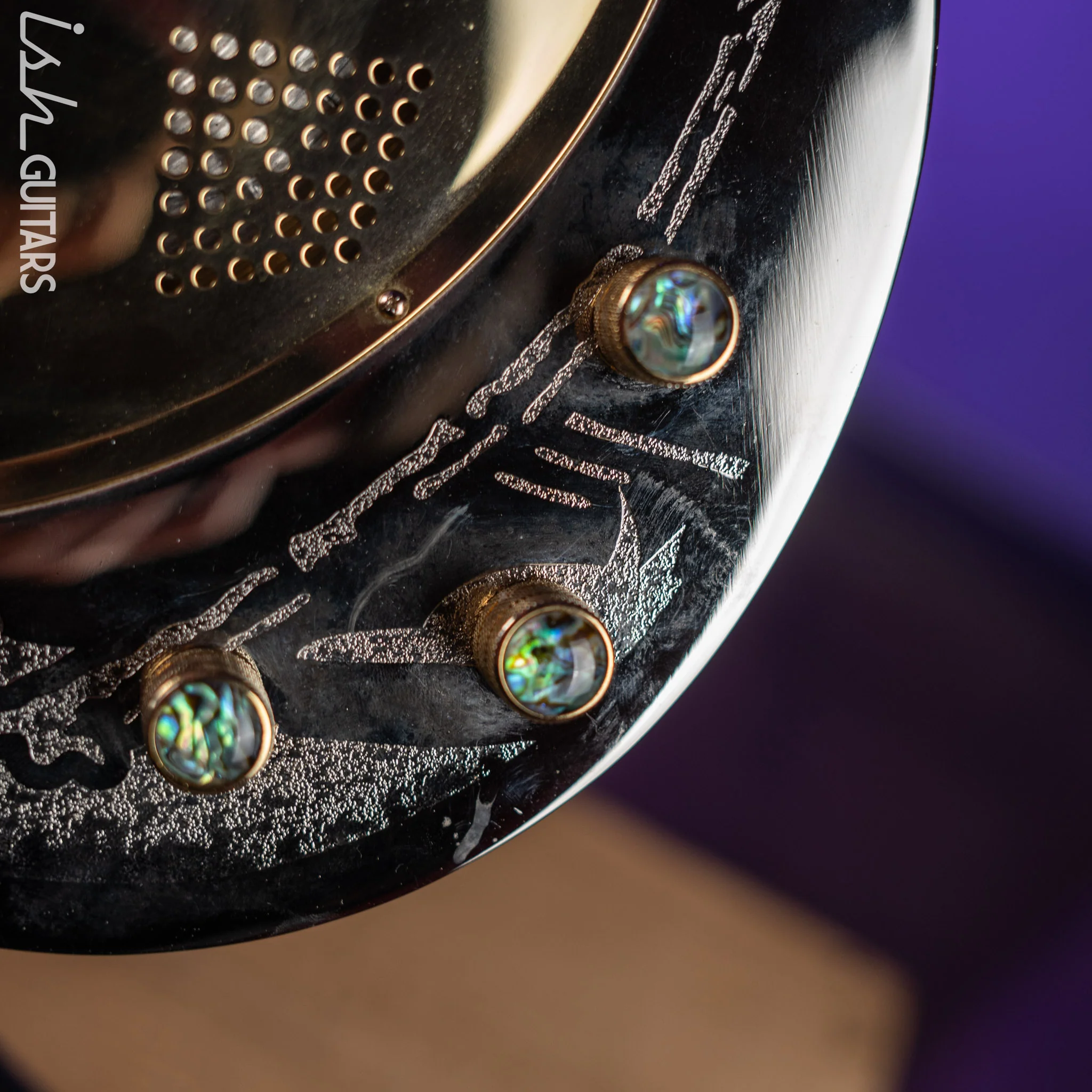 Dean Thin Body Acoustic-Electric Resonator Etched Chrome Gold - Image 6