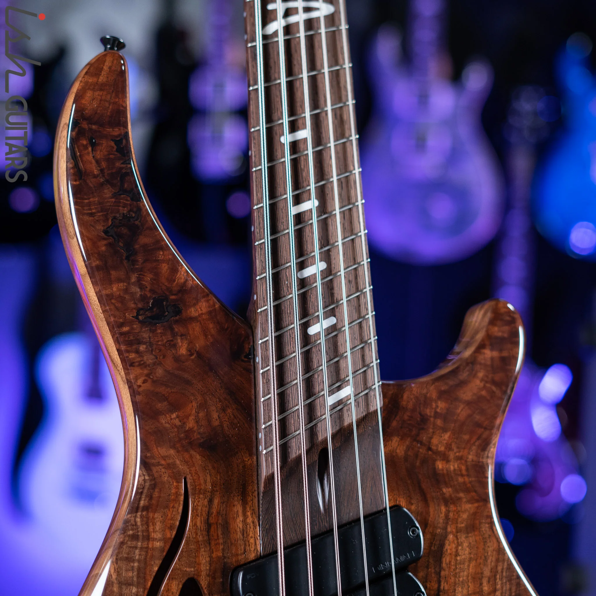 Dingwall Afterburner II Semi-Hollow 5-String Bass Figured Walnut Top Natural - Image 3