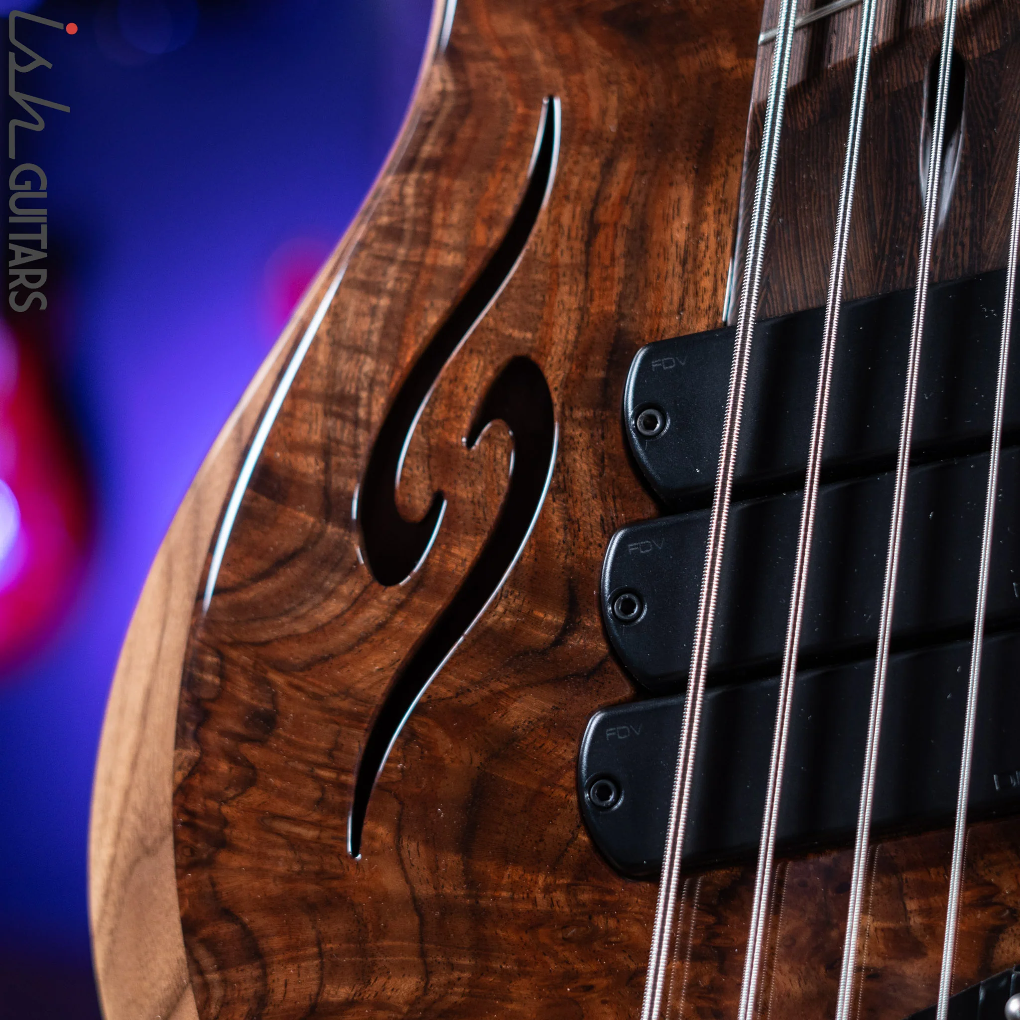 Dingwall Afterburner II Semi-Hollow 5-String Bass Figured Walnut Top Natural - Image 5