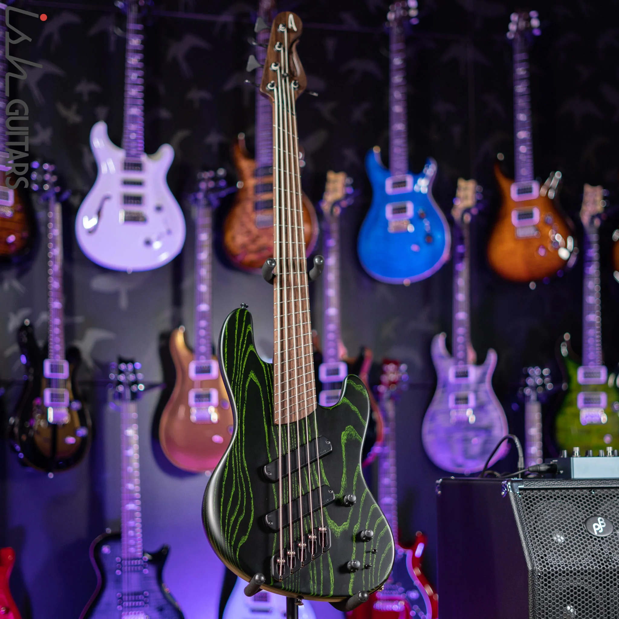 Dingwall Super-J 5-String Bass Satin Black with Green Ceruse - Image 2