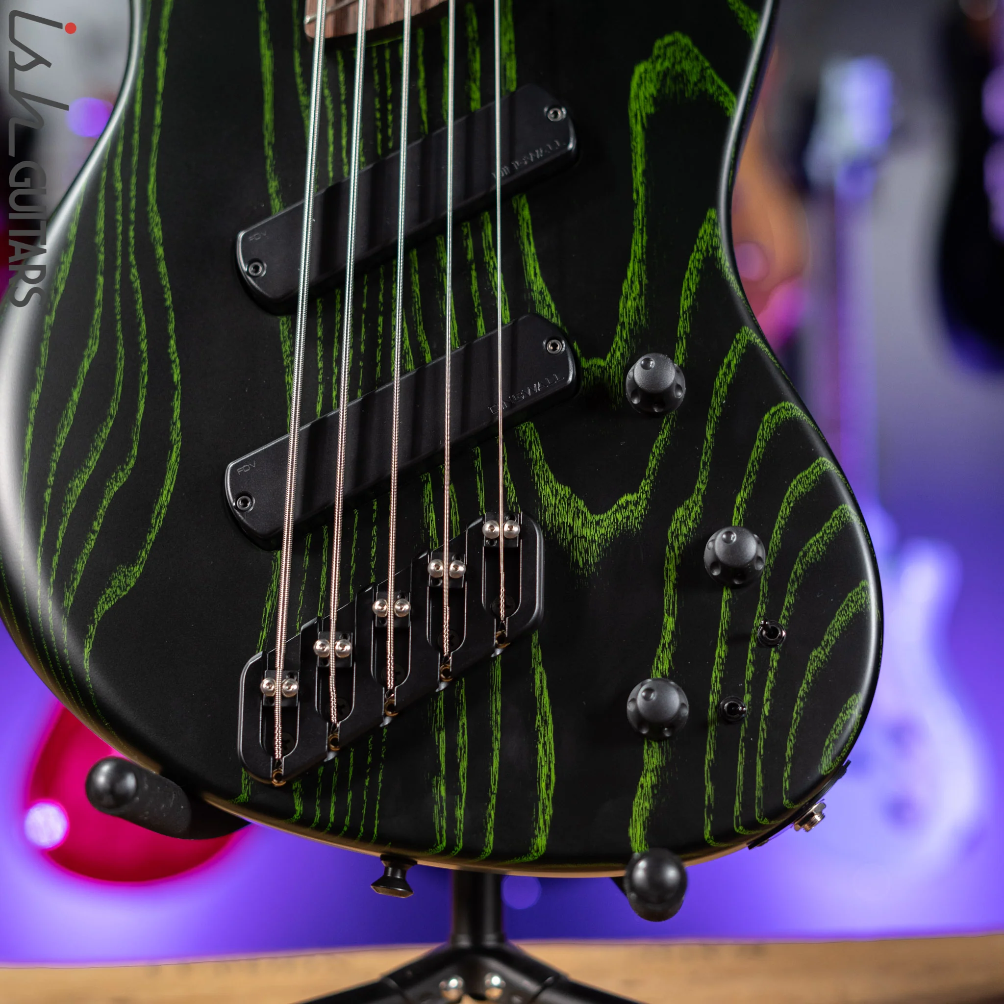 Dingwall Super-J 5-String Bass Satin Black with Green Ceruse - Image 4