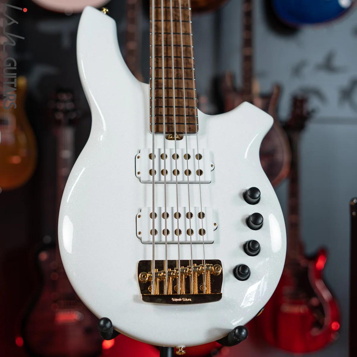 Ernie Ball Music Man BFR Crescendo Bongo 5 HH Bass White Sparkle Gloss