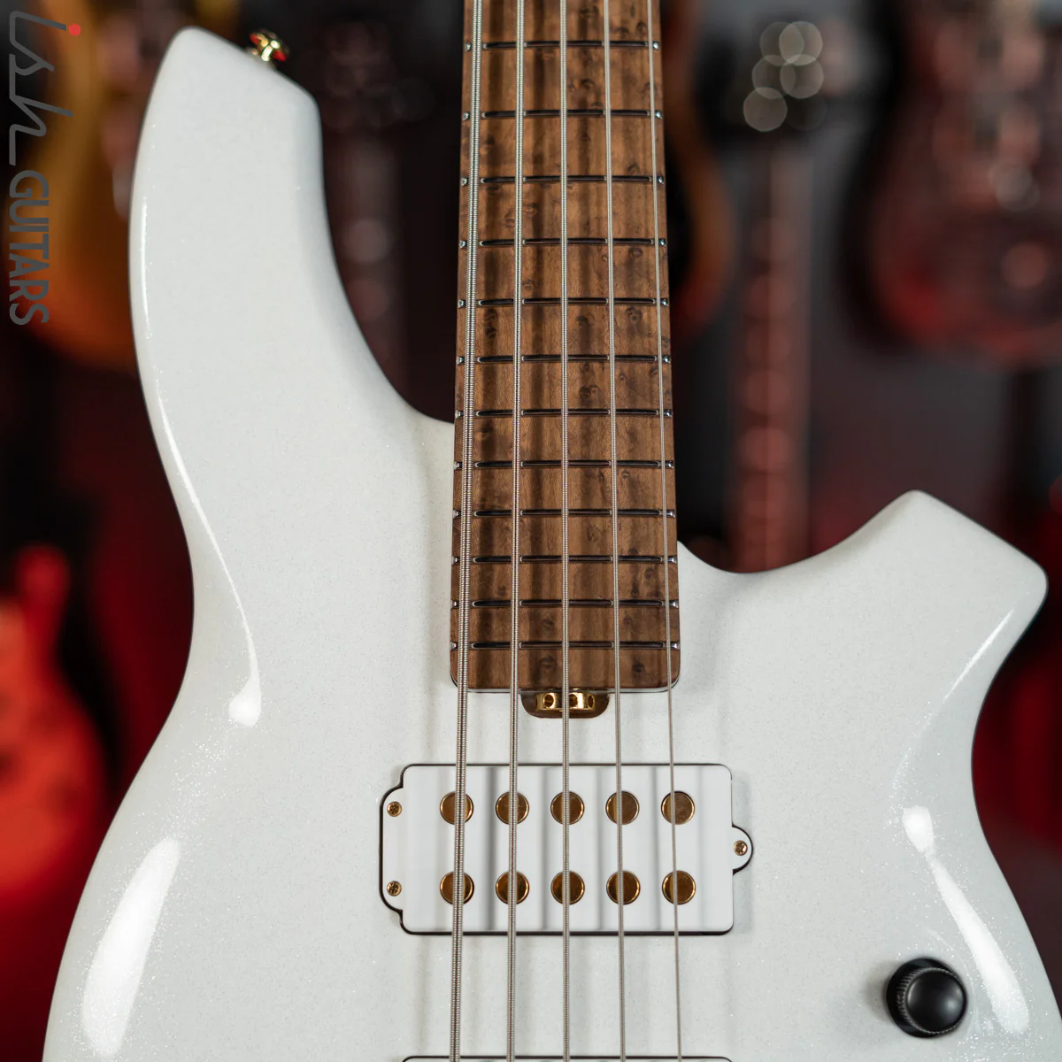 Ernie Ball Music Man BFR Crescendo Bongo 5 HH Bass White Sparkle Gloss - Image 3