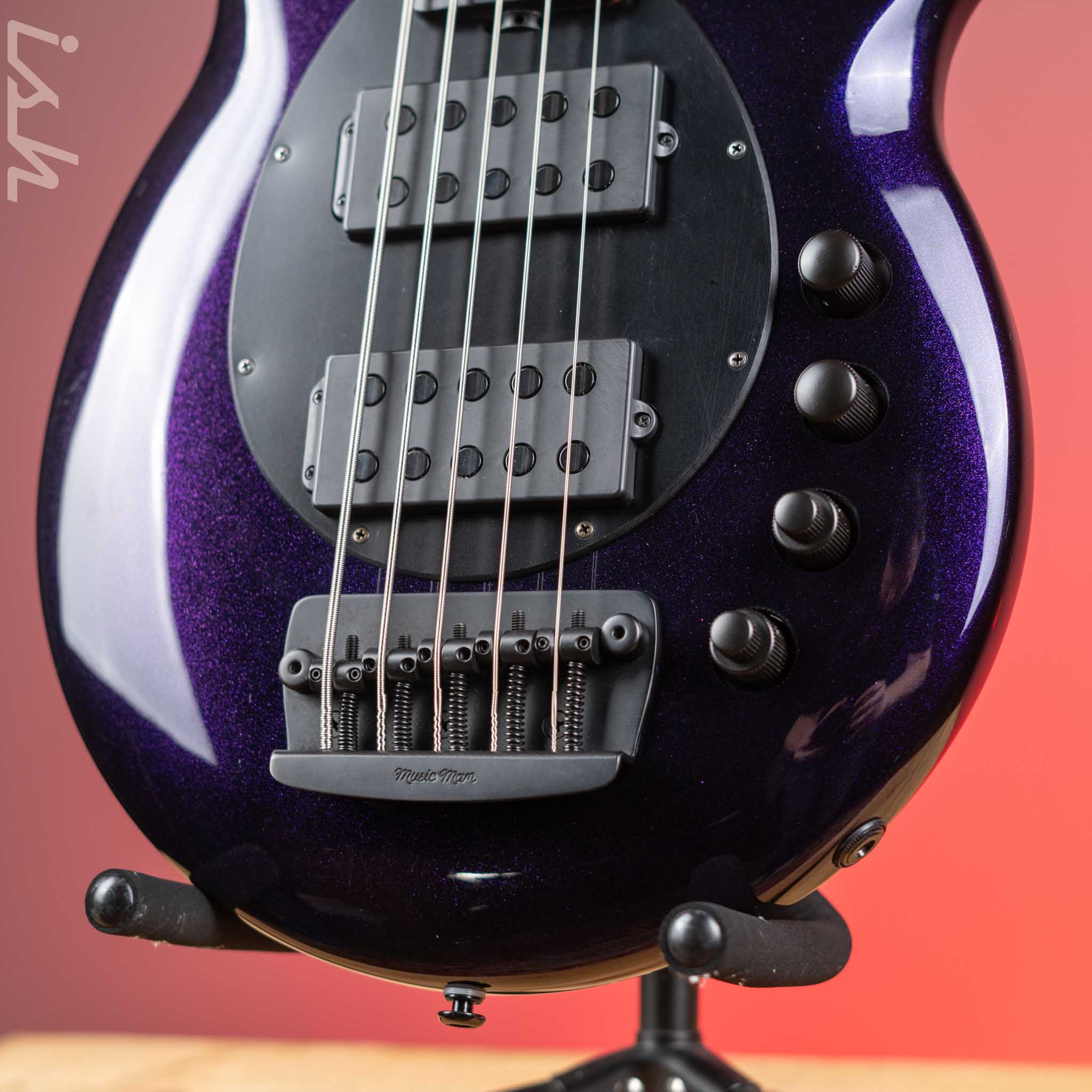 2018 Ernie Ball Music Man Bongo 5 String Limited Edition Barolo Purple - Image 4