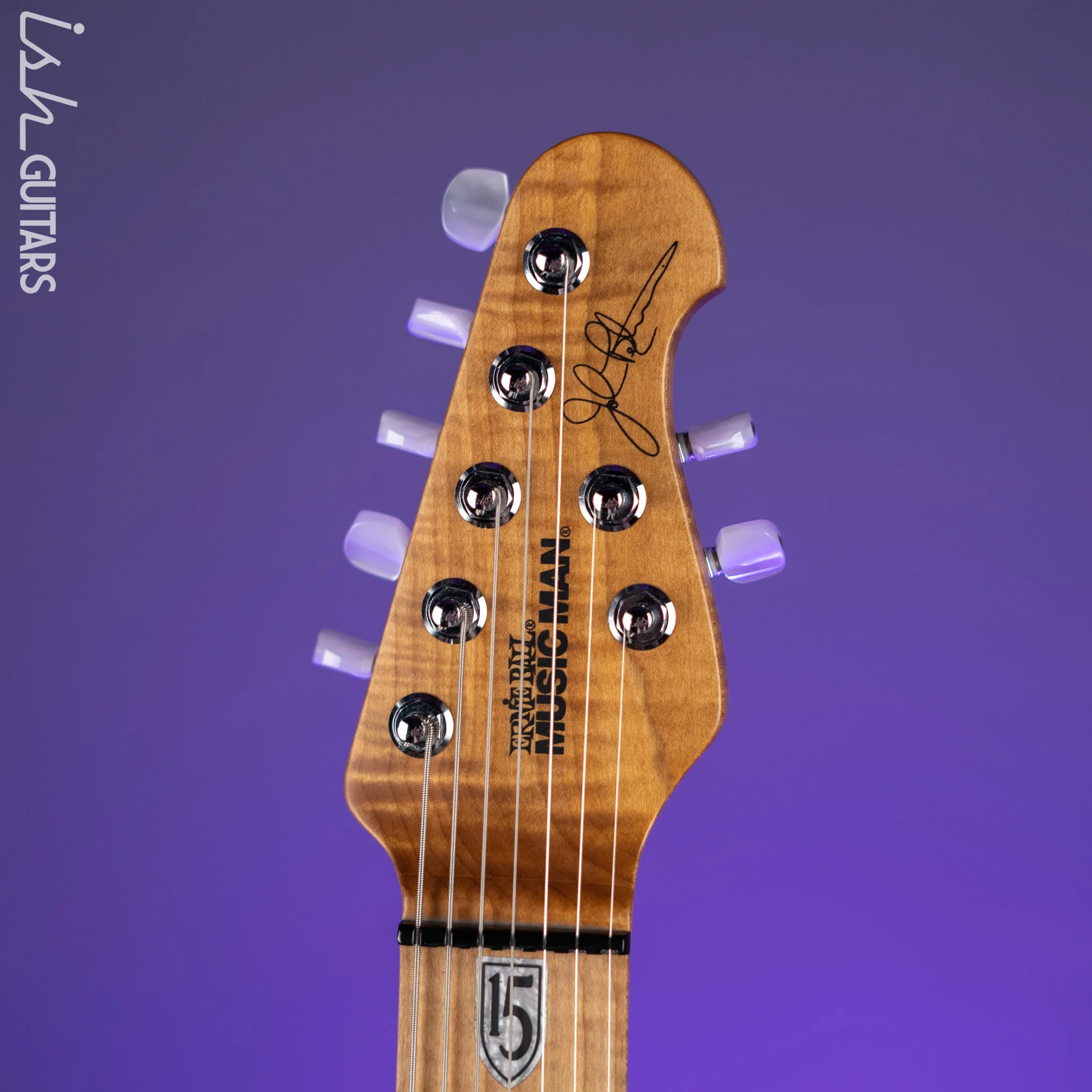 Ernie Ball Music Man JP15 7-String Electric Guitar Piezo Tiger Eye Quilt Demo - Image 6