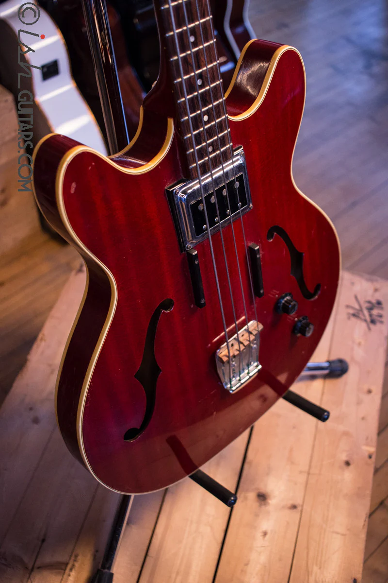 Guild Starfire Bass Guitar 1967 Cherry Vintage w/ Original Case Brazilian Rosewood Fretboard - Image 9