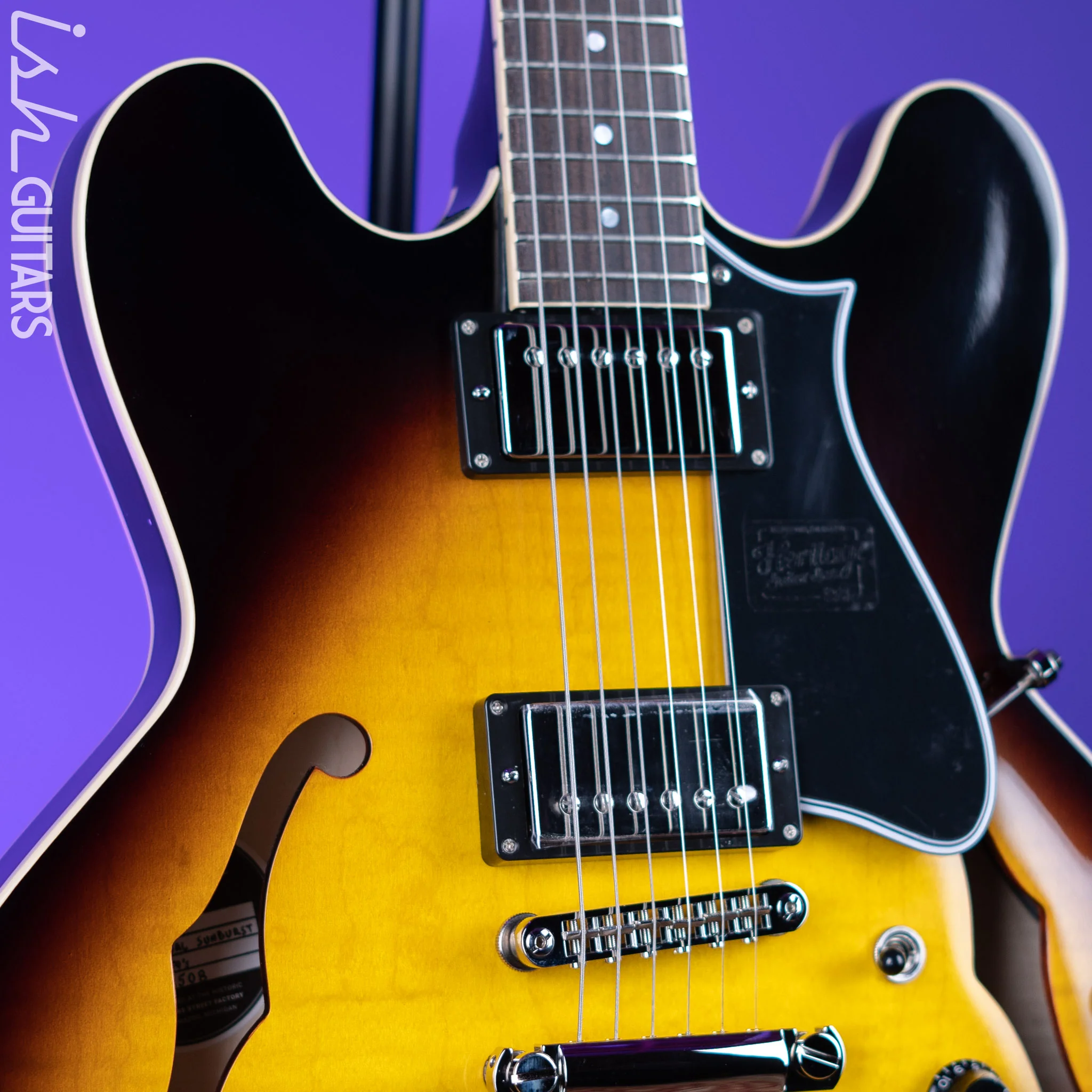 Heritage H-535 Semi-Hollow Electric Guitar Original Sunburst - Image 3