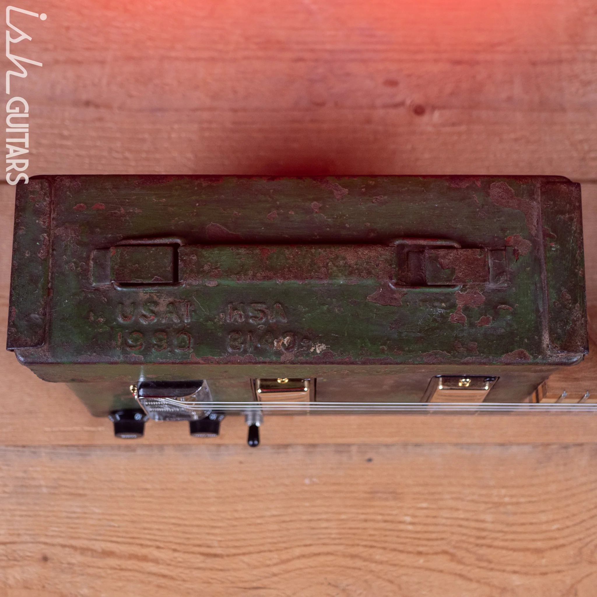 Howlin’ Rooster Ammo Box Short Scale Guitar Army Green - Image 12