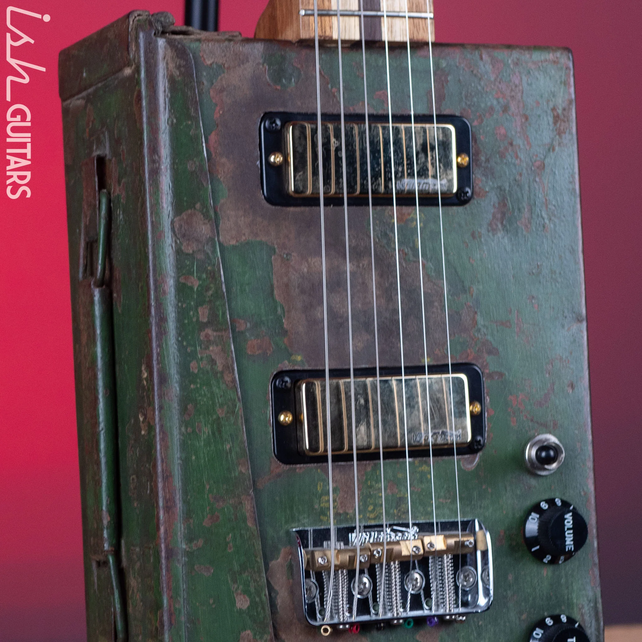 Howlin’ Rooster Ammo Box Short Scale Guitar Army Green - Image 3