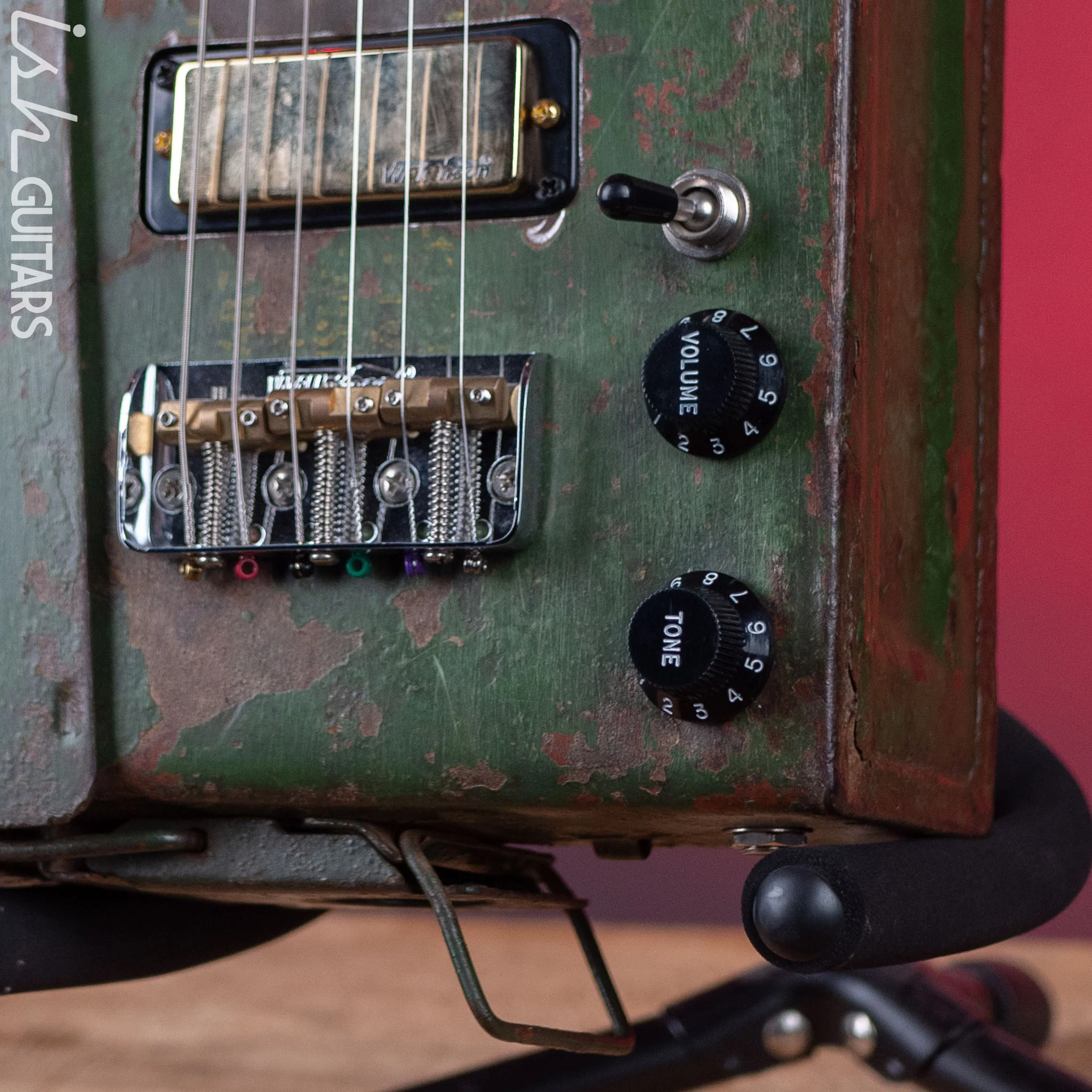 Howlin’ Rooster Ammo Box Short Scale Guitar Army Green - Image 4