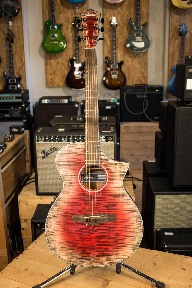 Ibanez AEWC32FM Thinline Acoustic-Electric Glacier Red Low Gloss - Image 2