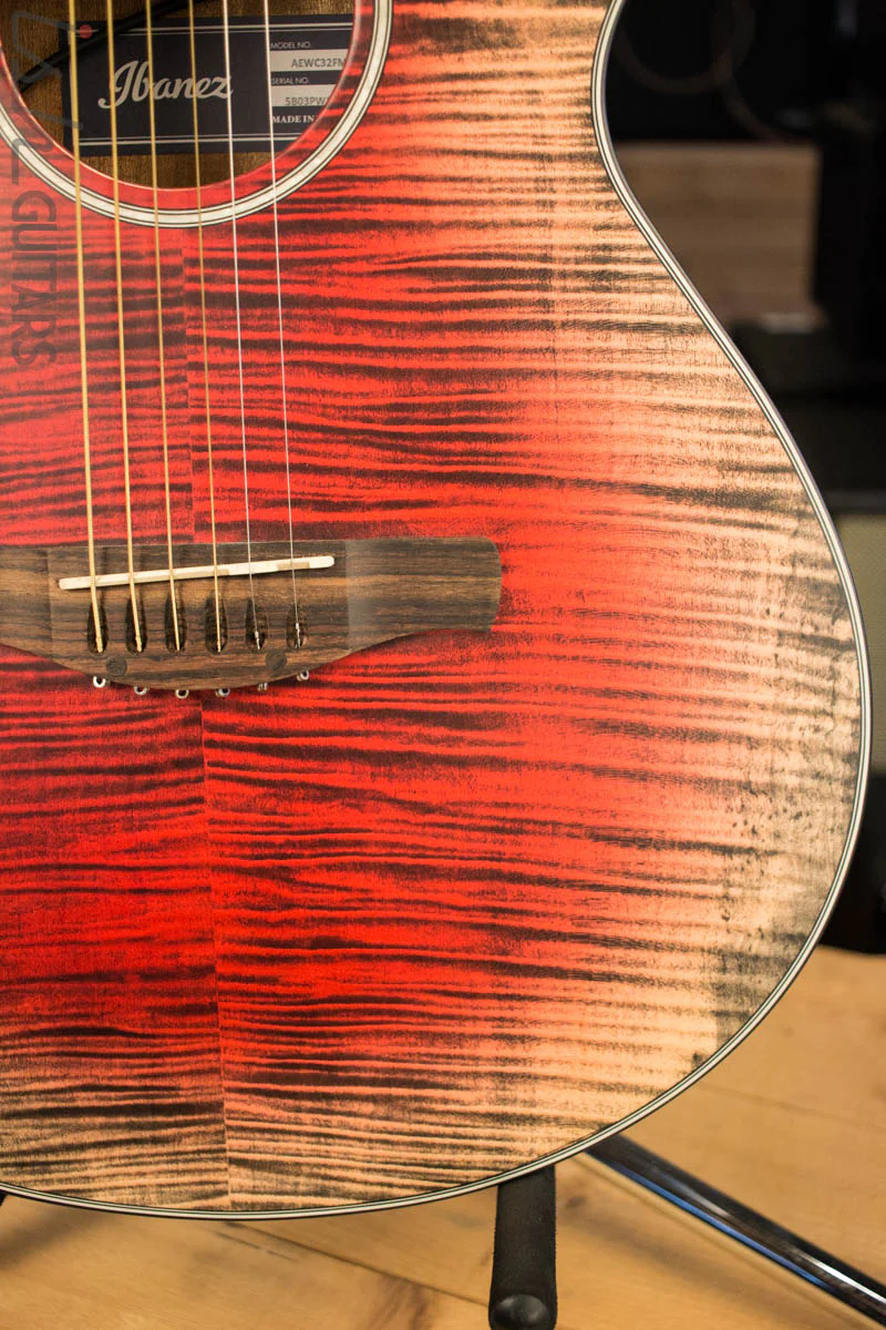 Ibanez AEWC32FM Thinline Acoustic-Electric Glacier Red Low Gloss - Image 4
