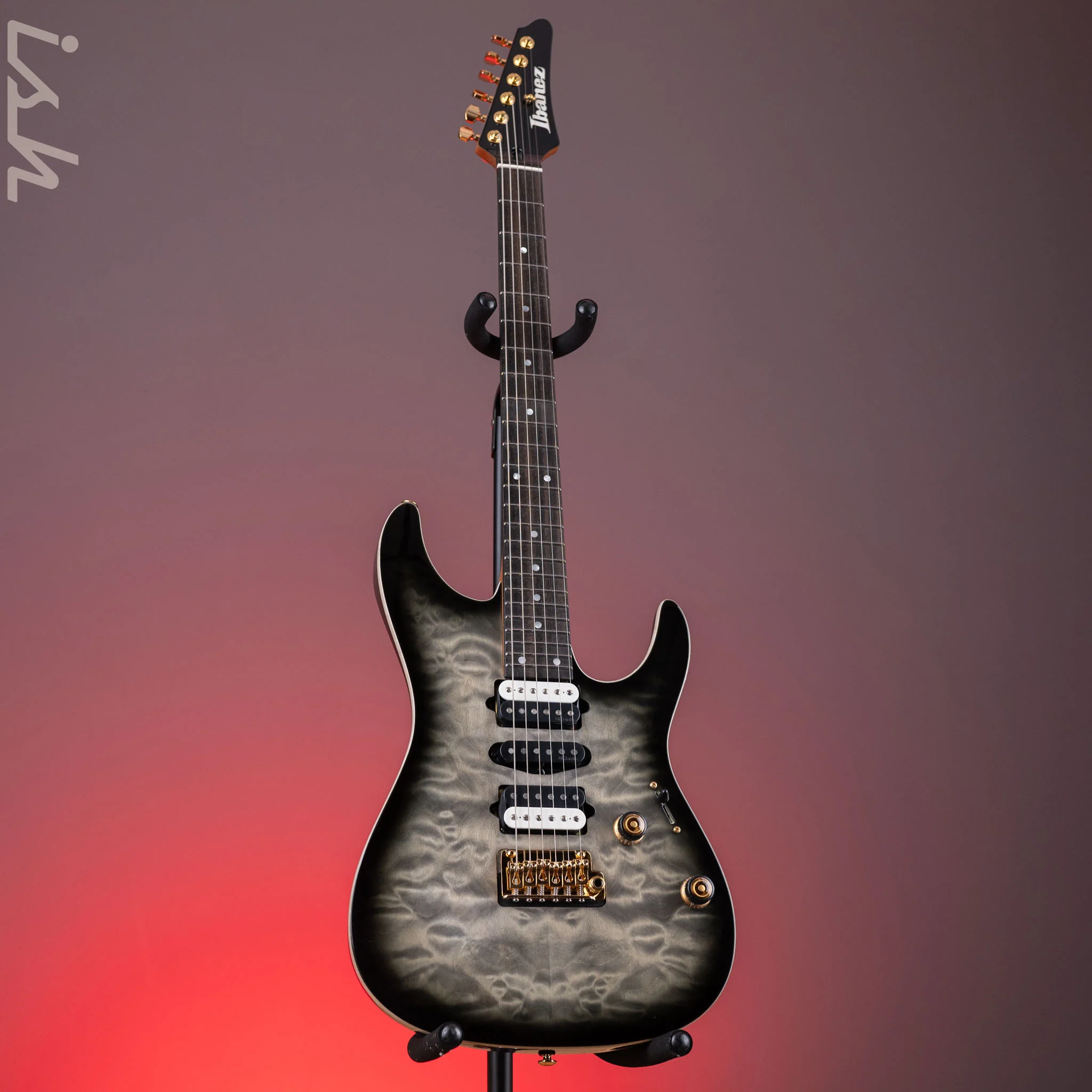 Ibanez AZ47P1QM Premium Electric Guitar Black Ice Burst Demo - Image 2
