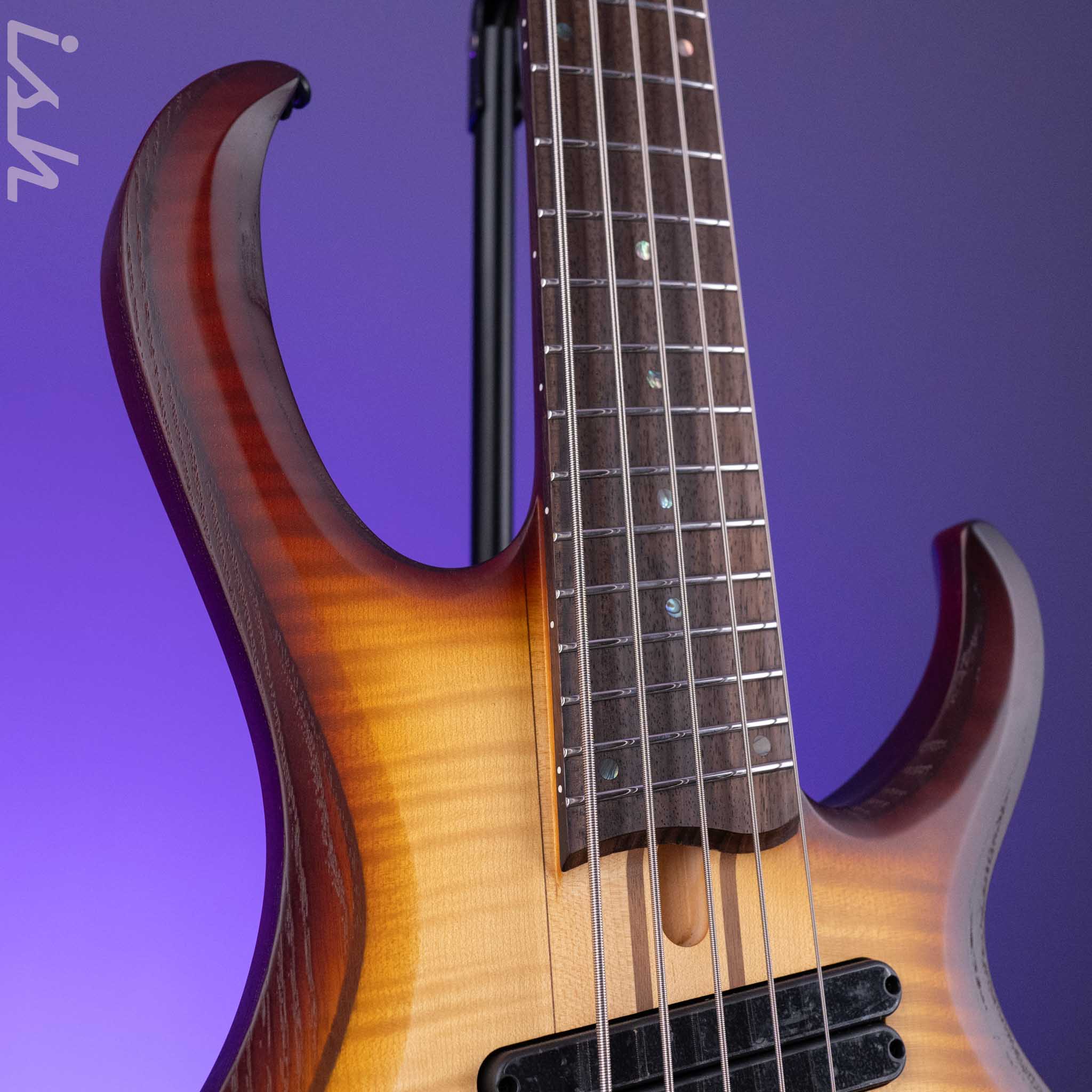 Ibanez BTB Bass Workshop Multi-Scale 5-String Bass Natural Browned Burst Flat Demo - Image 3