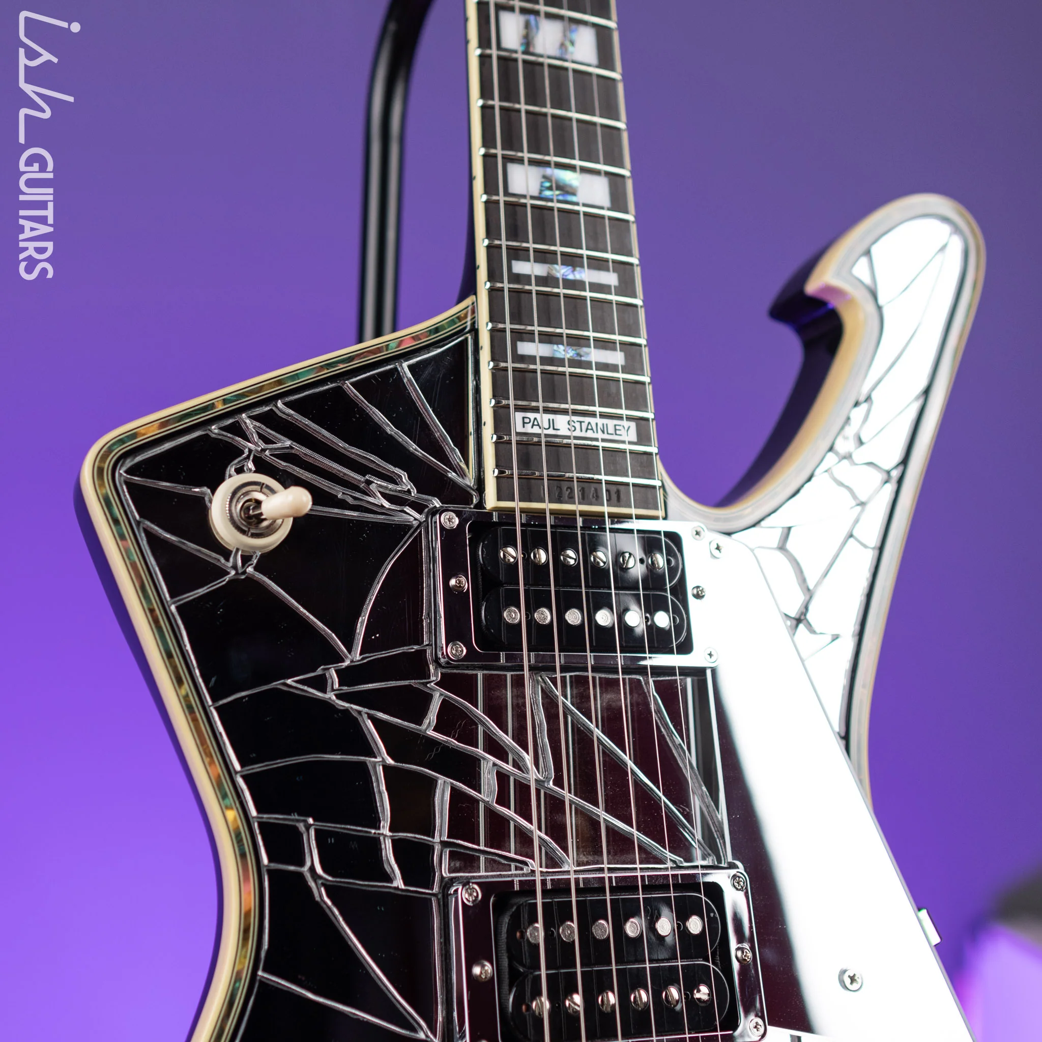 Ibanez Custom Shop PS1CM Paul Stanley Cracked Mirror Electric Guitar - Image 3