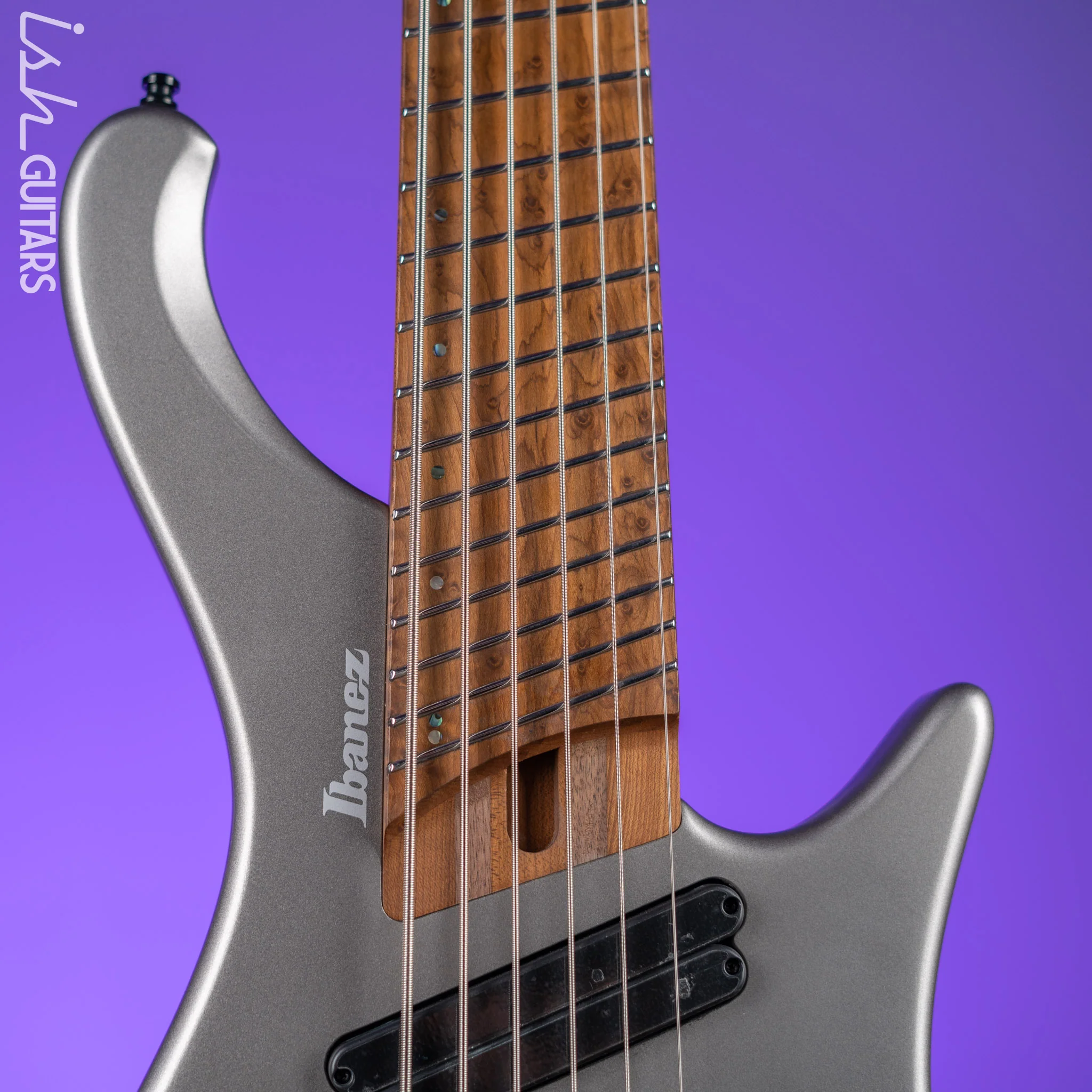 Ibanez EHB1006MS 6-String Headless Bass Metallic Grey Matte Demo - Image 3
