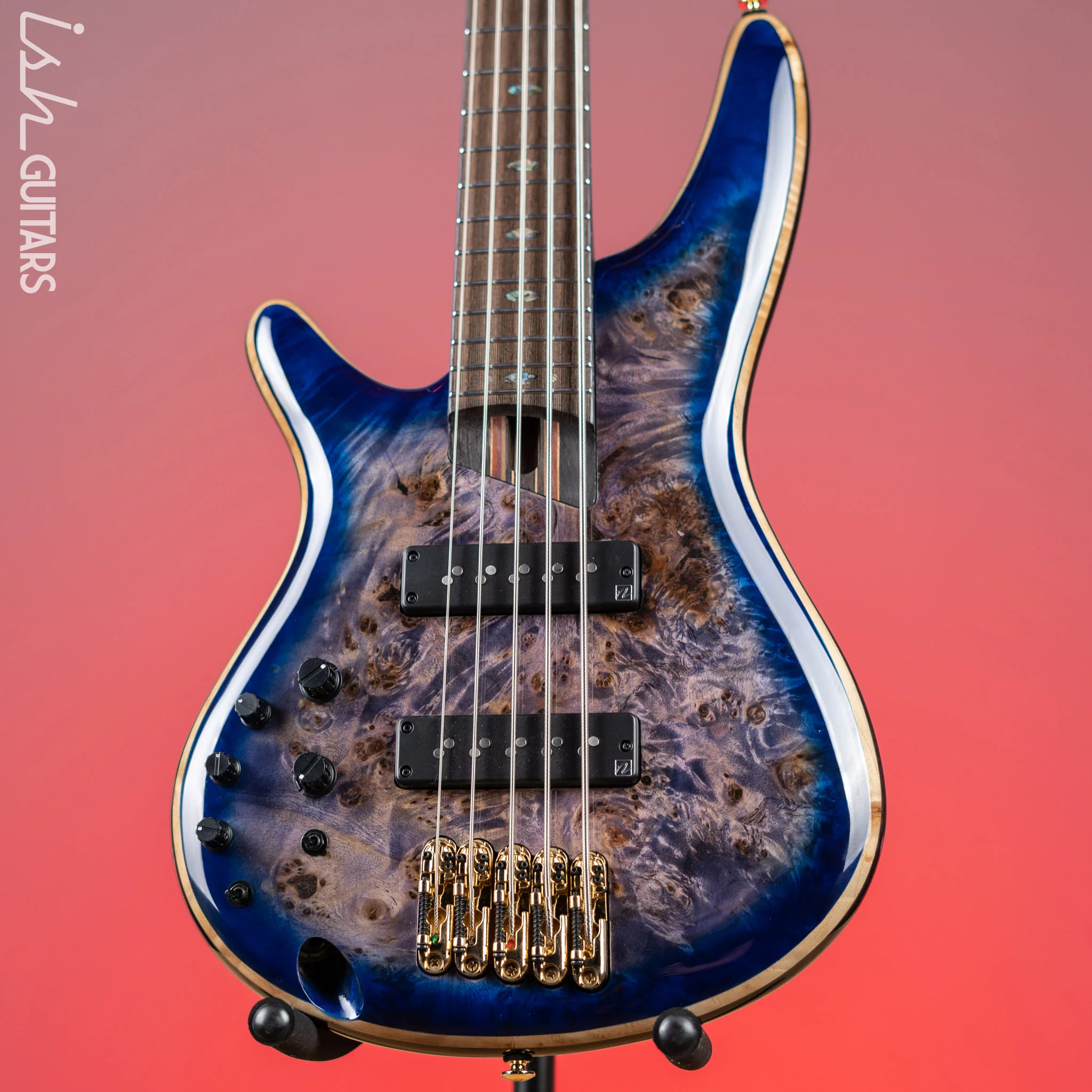 Ibanez Premium SR2605L Left Handed 5-String Bass Cerulean Blue Burst - Image 2