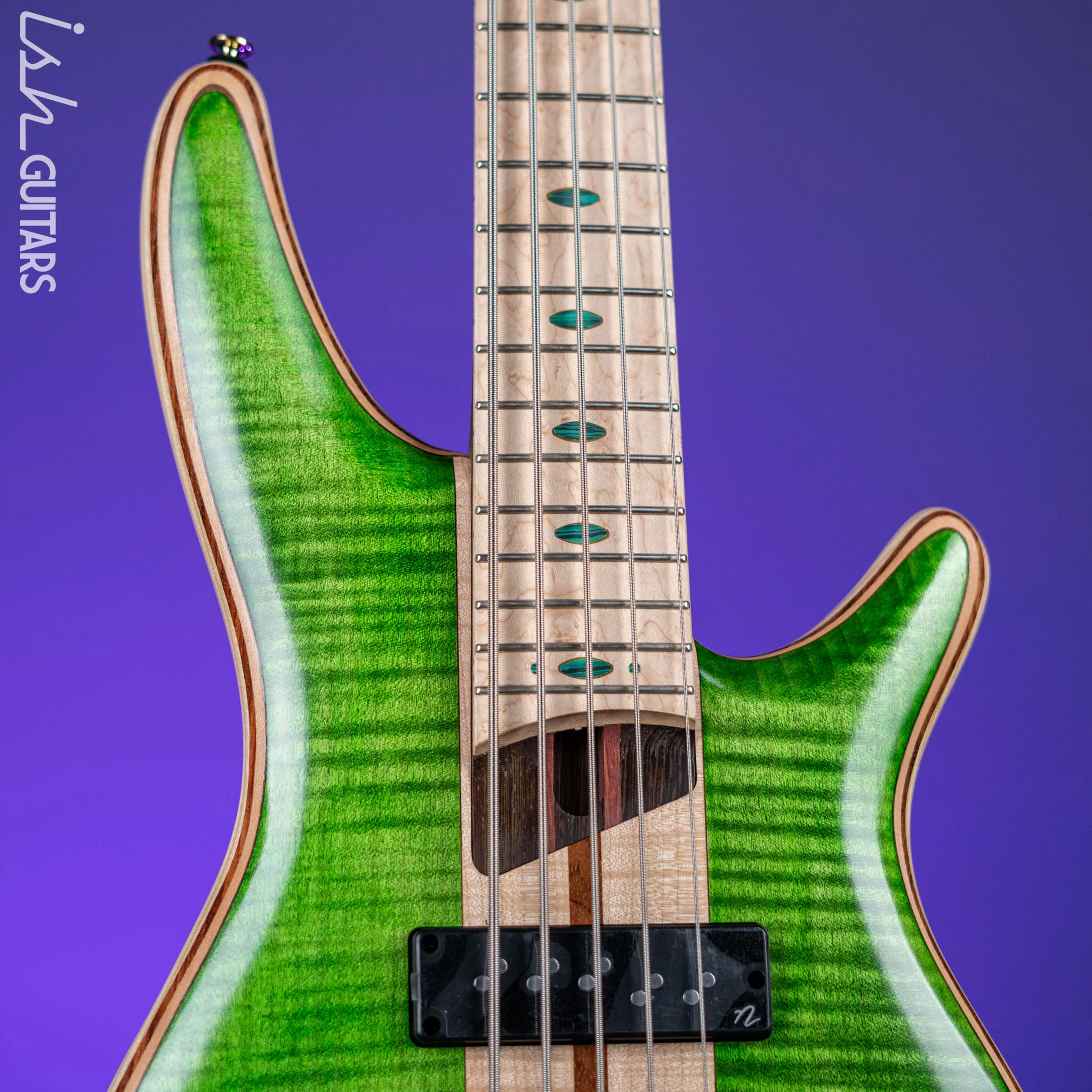 Ibanez Premium SR5FMDX 5-String Bass Emerald Green Low Gloss - Image 3