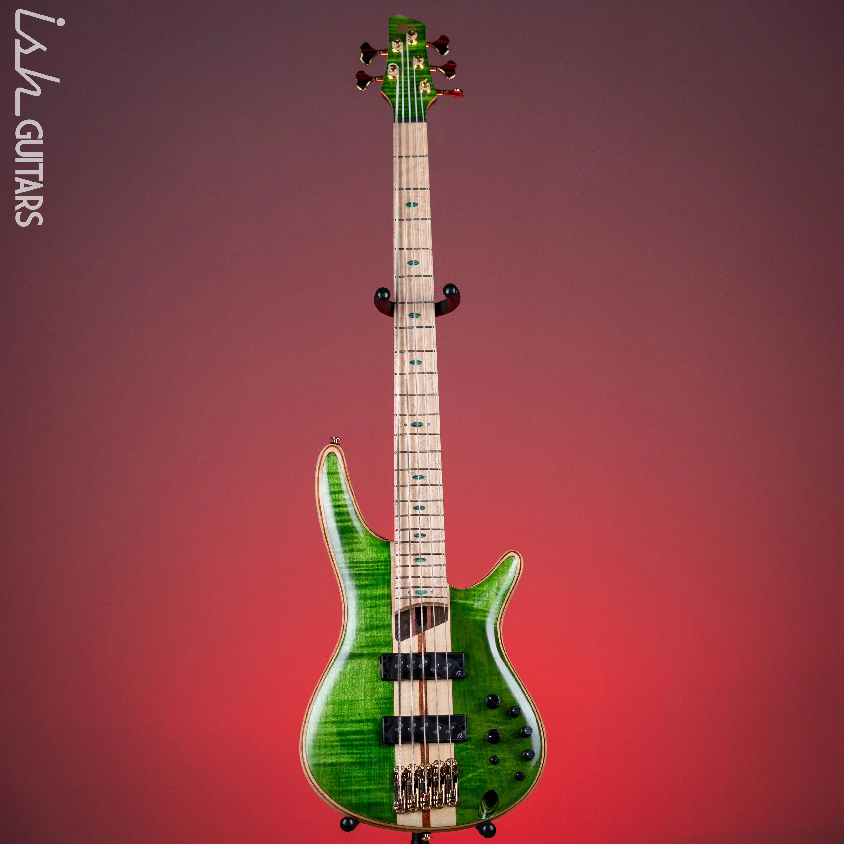 Ibanez Premium SR5FMDX 5-String Bass Emerald Green Low Gloss Demo - Image 2