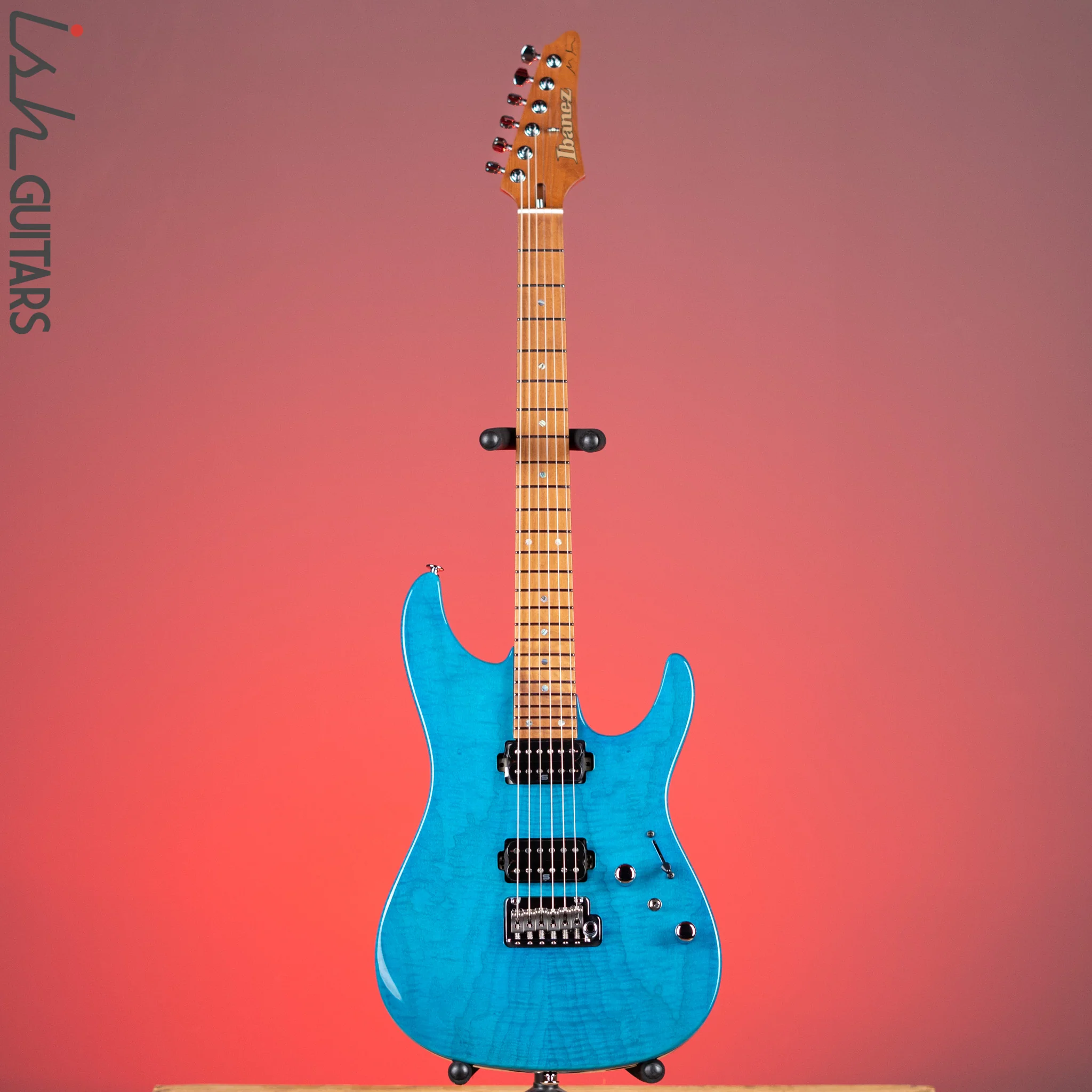 Ibanez Prestige Martin Miller MM1 Electric Guitar Transparent Aqua Blue - Image 2