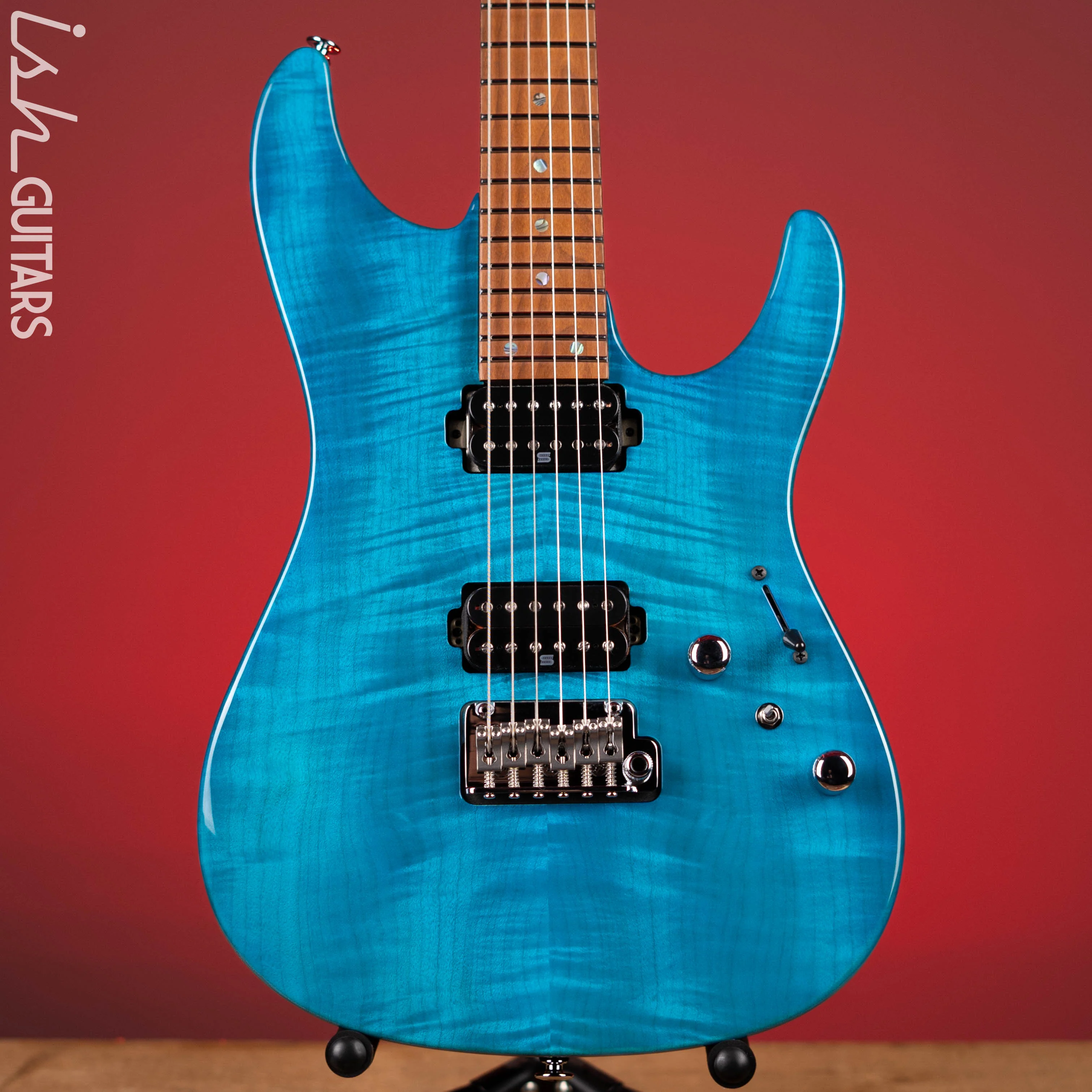 Ibanez Prestige Martin Miller MM1 Signature Guitar Transparent Aqua Blue Gloss Demo