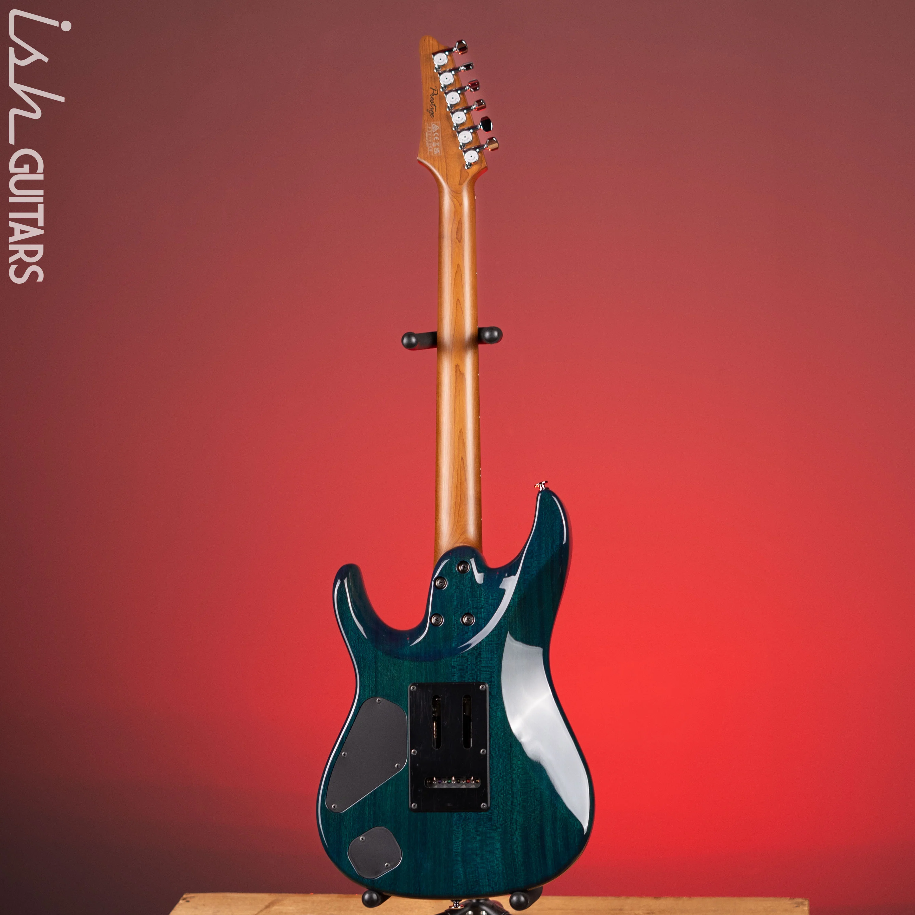 Ibanez Prestige Martin Miller MM1 Signature Guitar Transparent Aqua Blue Gloss Demo - Image 7