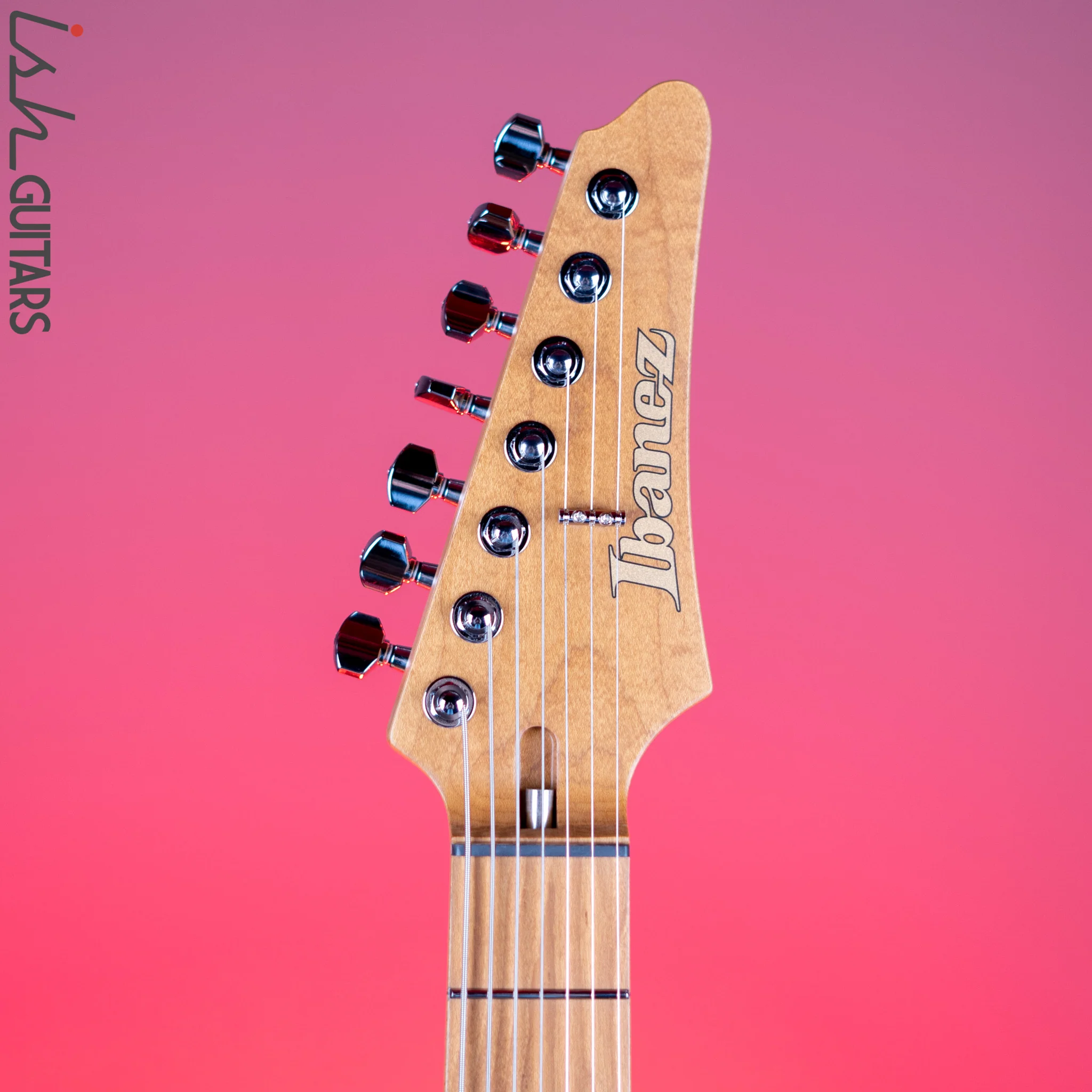 Ibanez Prestige MM7 Martin Miller Signature 7-String Guitar Transparent Aqua Blue - Image 5