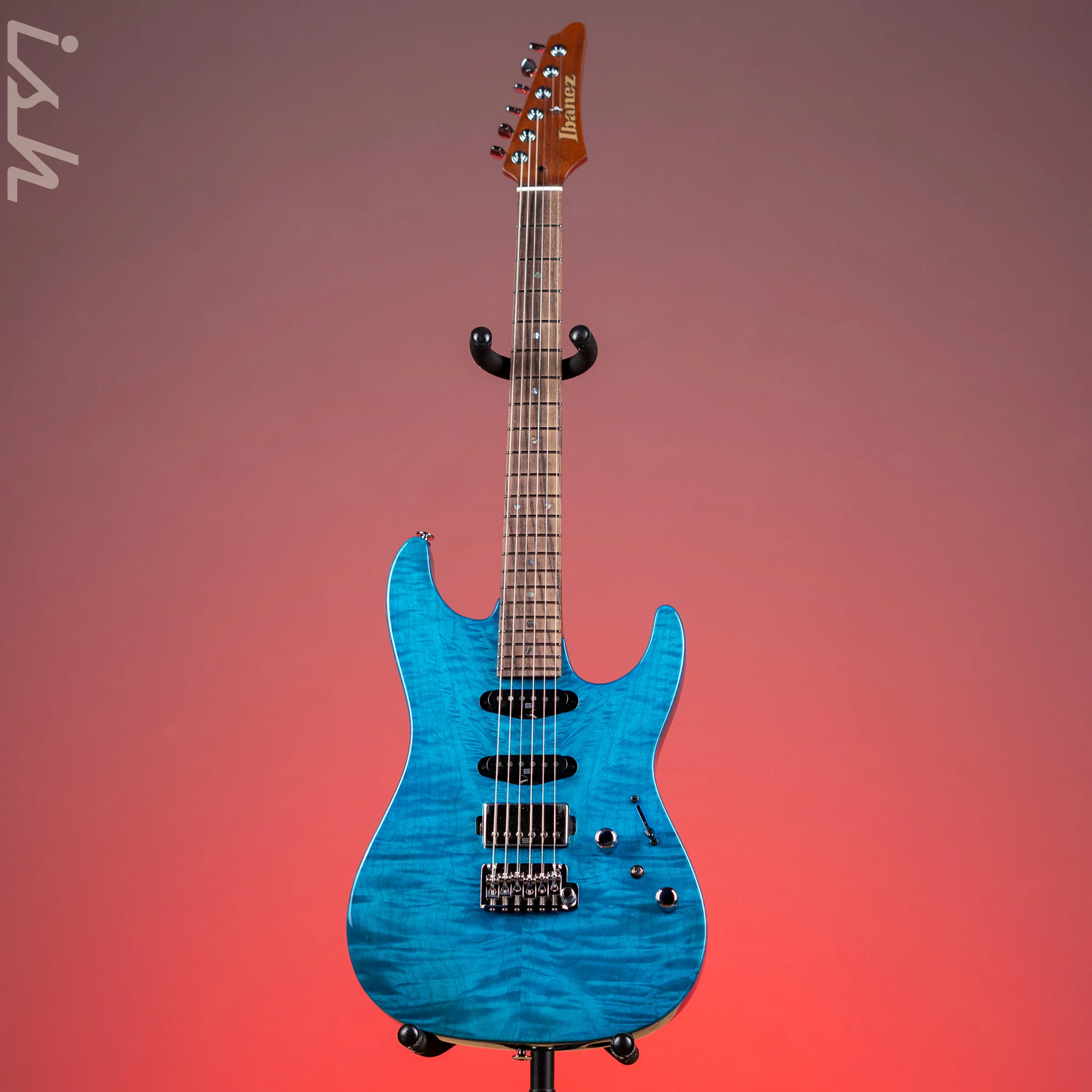 Ibanez Prestige MMN1 Martin Miller Signature Transparent Aqua Blue - Image 2