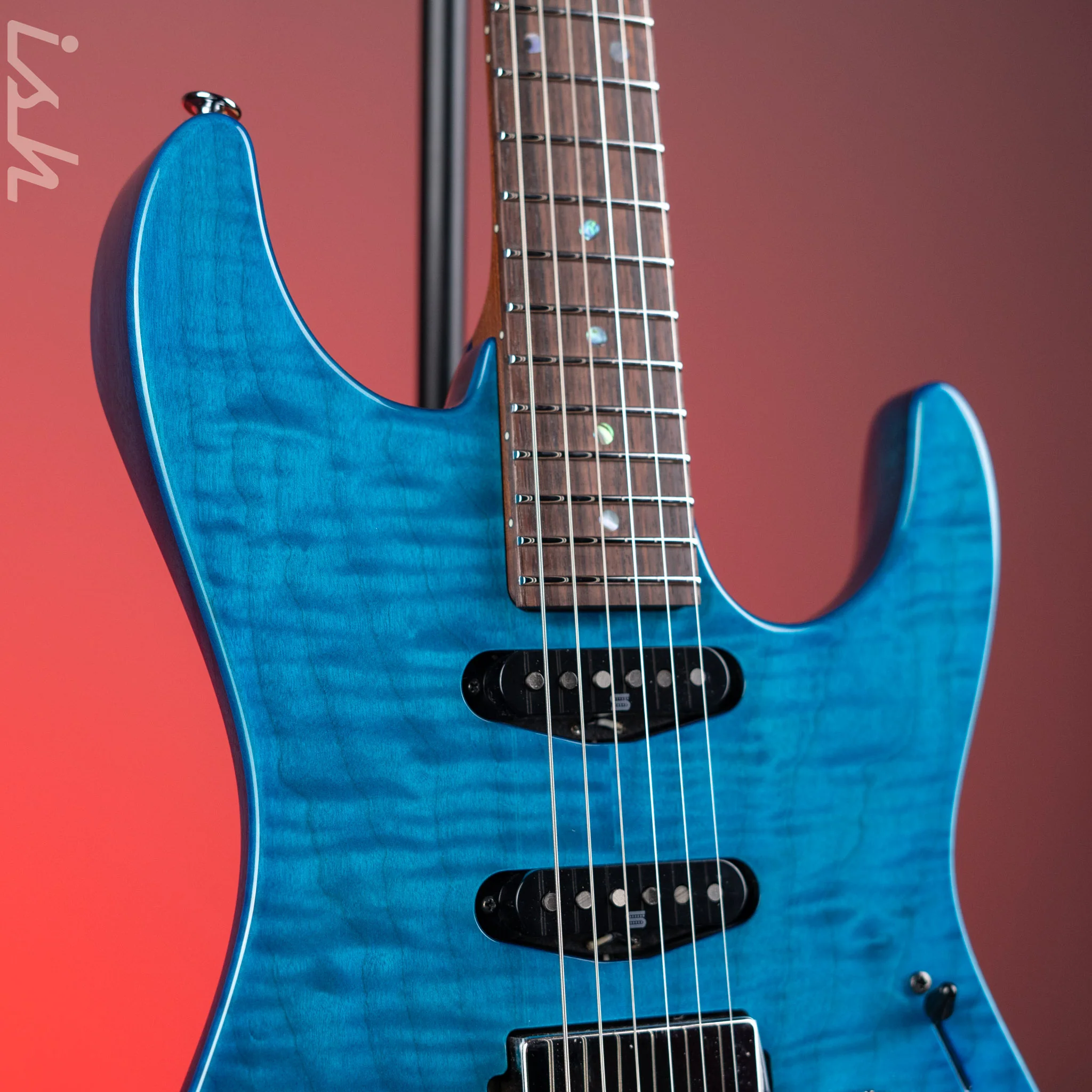 Ibanez Prestige MMN1 Martin Miller Signature Transparent Aqua Blue - Image 3
