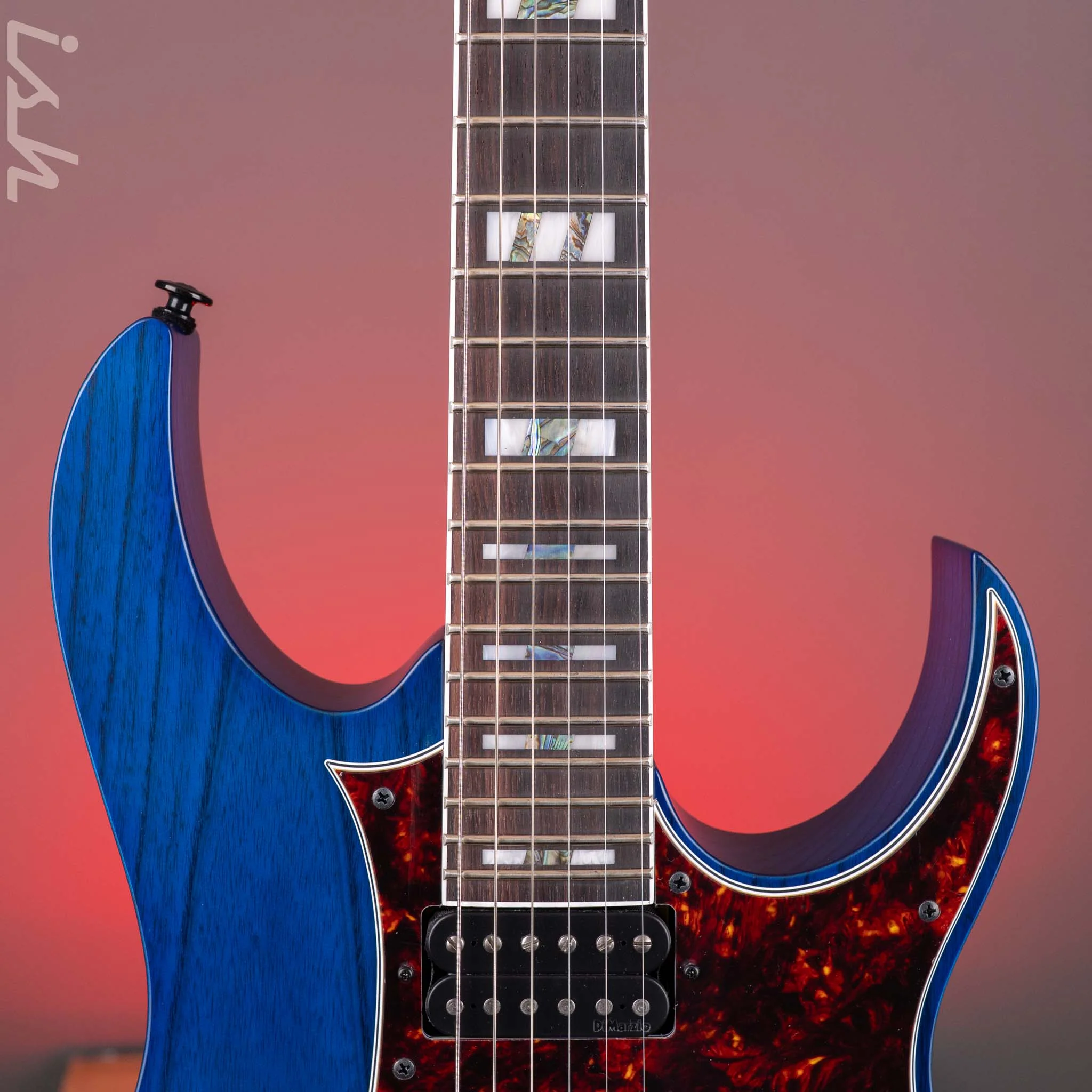 Ibanez RG653DX Transparent Deep Blue Flat Electric Guitar - Image 6