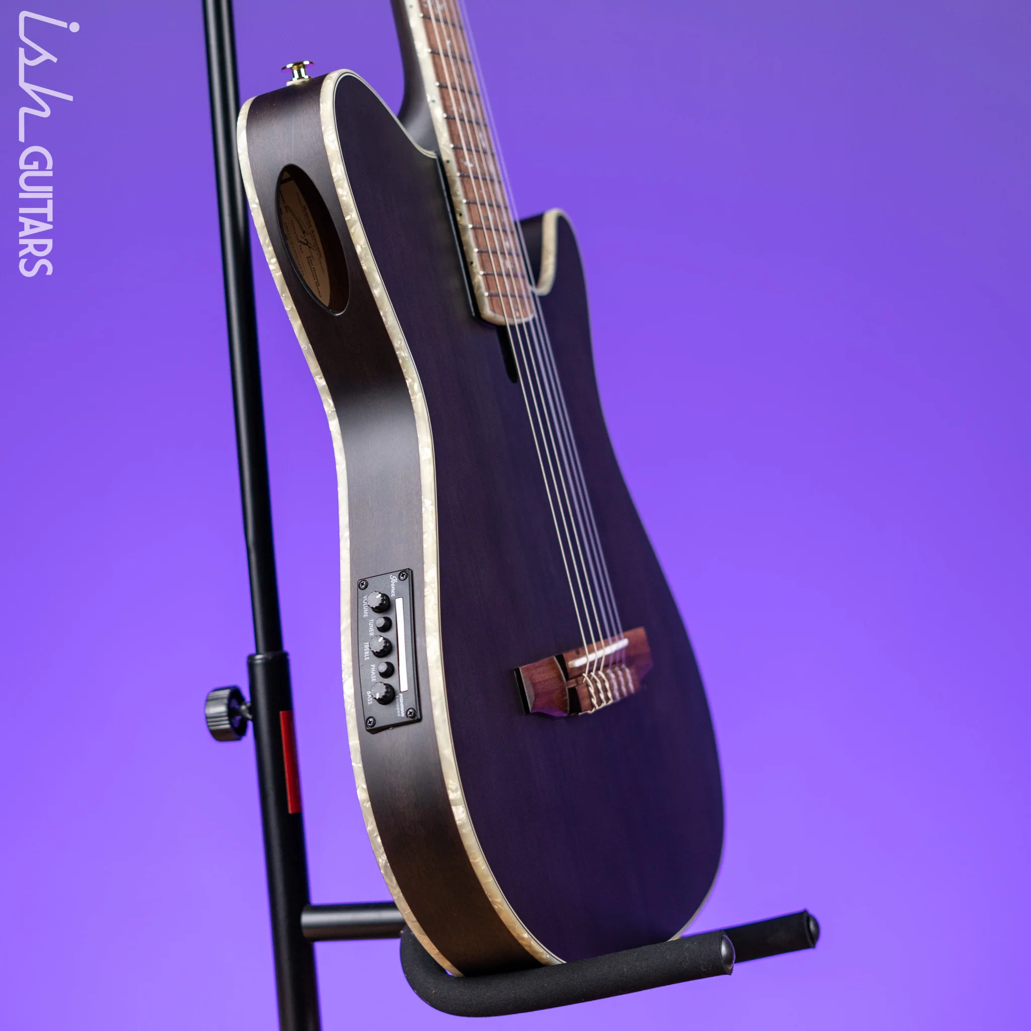 Ibanez TOD10N Tim Henson Signature Nylon Acoustic-Electric Guitar Transparent Black Flat - Image 13