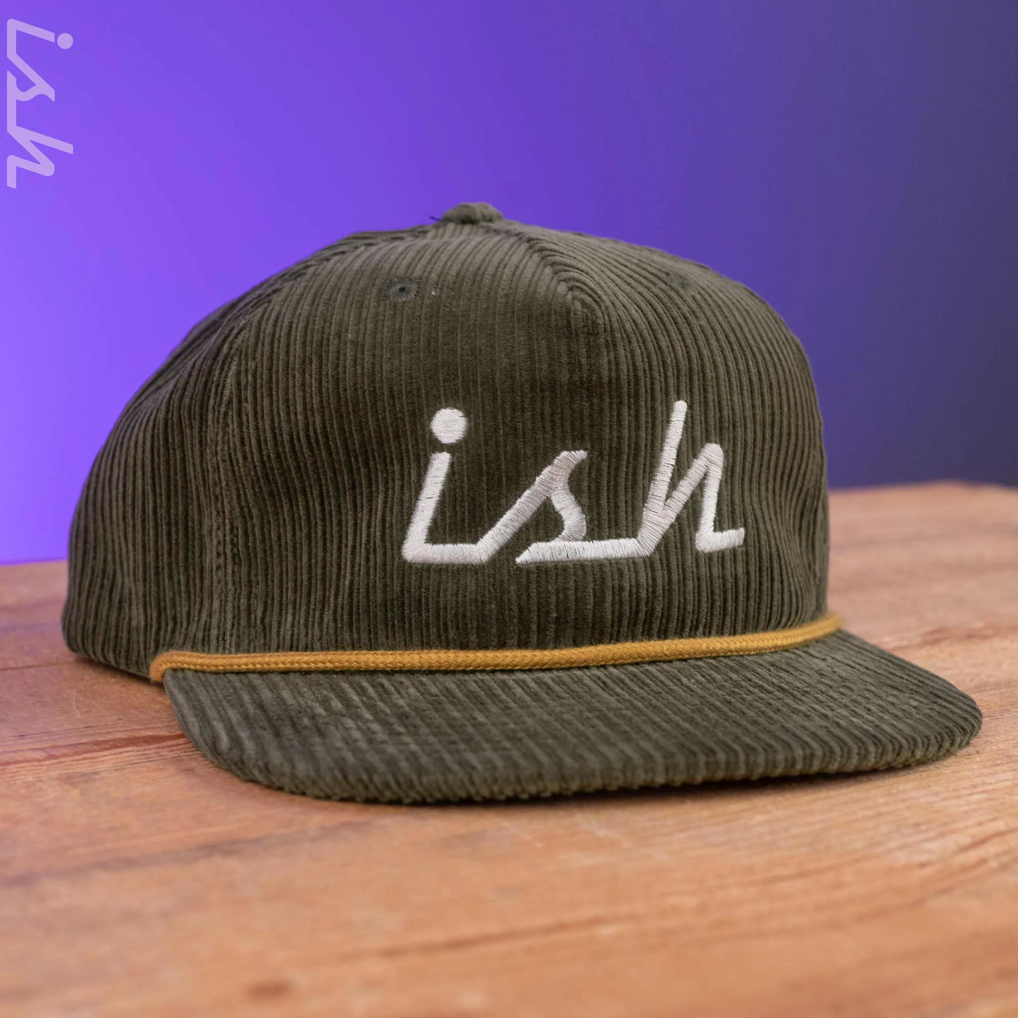 Ish Embroidered Corduroy Snapback Hat