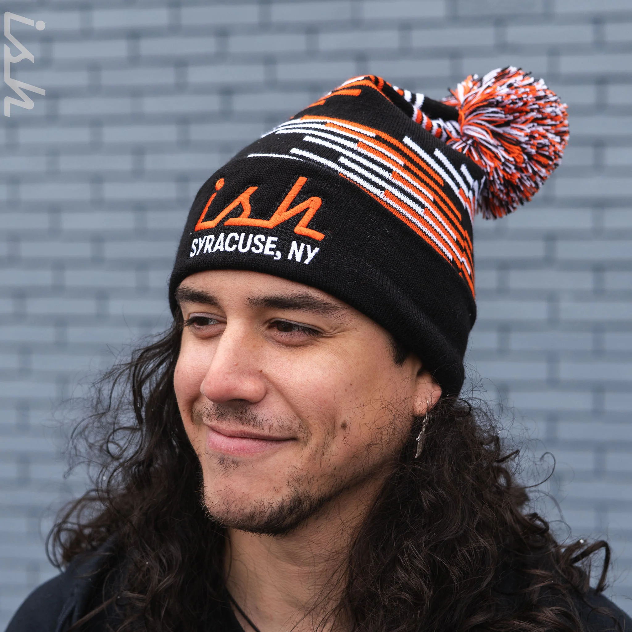 Ish Syracuse NY Embroidered Beanie Black/Orange - Image 2