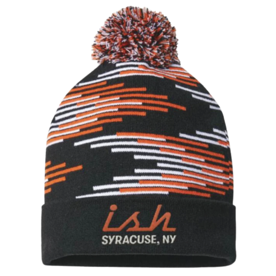 Ish Syracuse NY Embroidered Beanie Black/Orange - Image 3