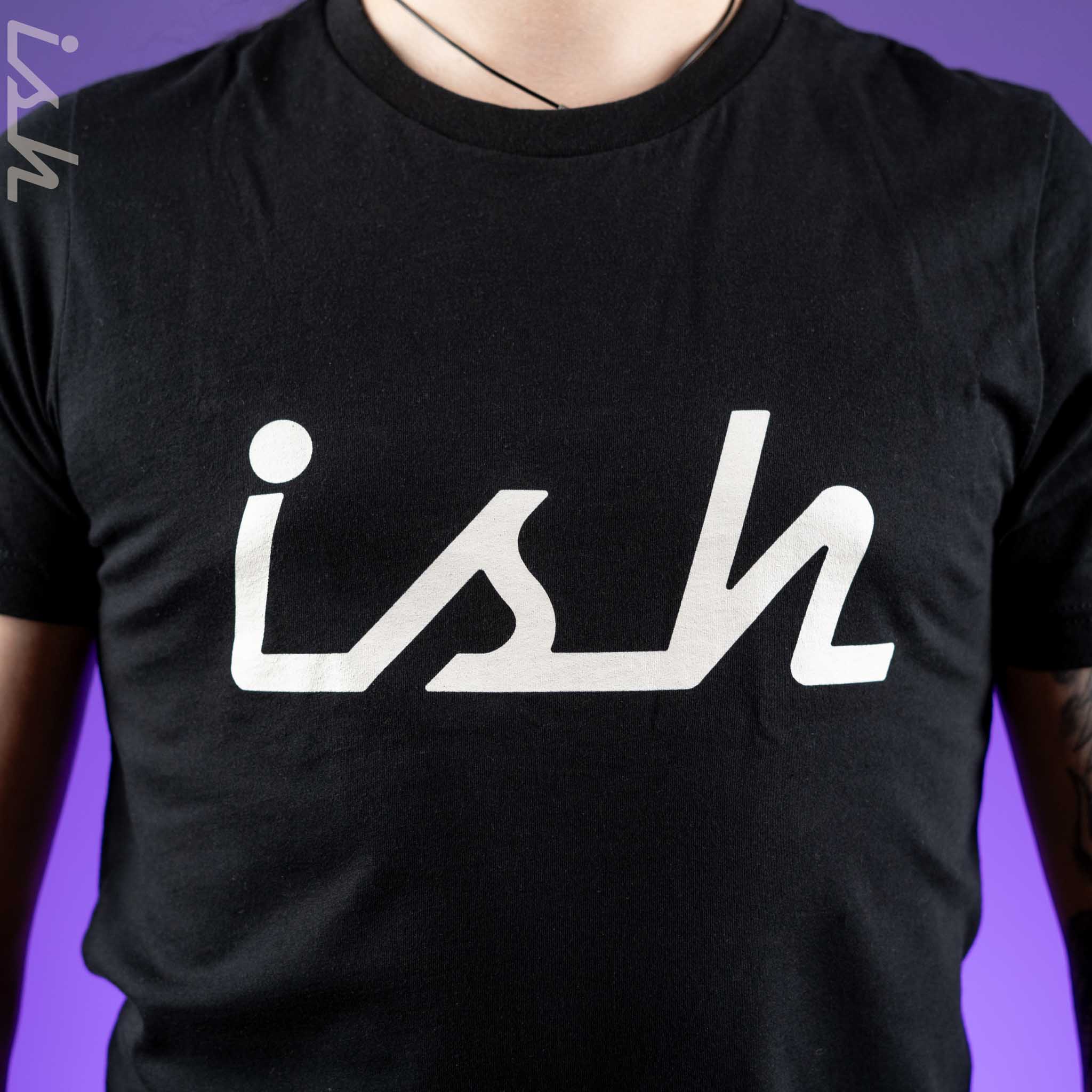 Ish Logo Unisex Black T-Shirt - Image 2