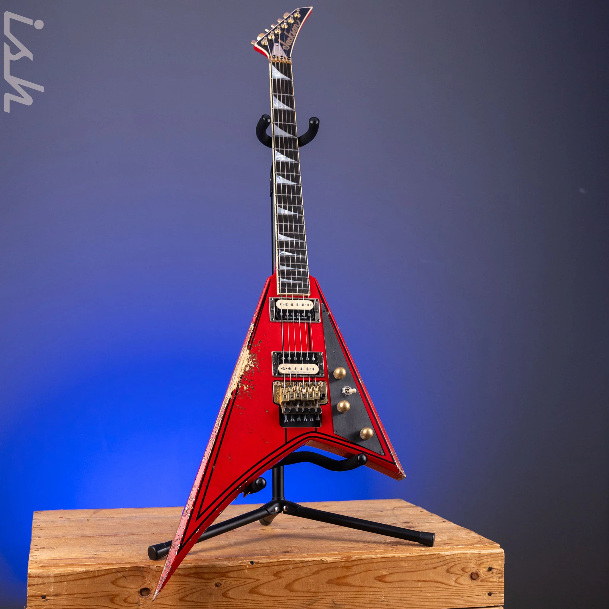 Jackson Custom Shop USA Randy Rhoads Ferrari Red Black Pinstripes Relic - Image 2