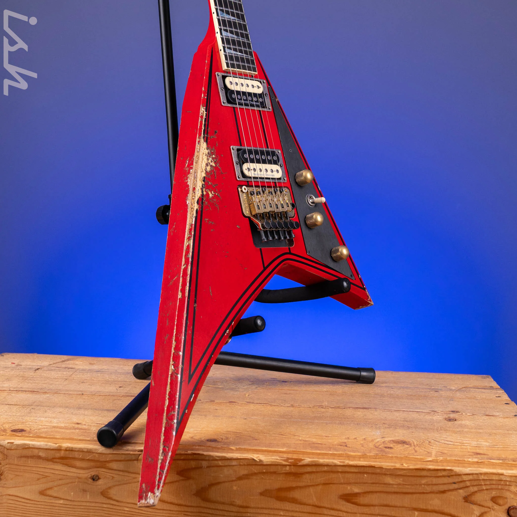 Jackson Custom Shop USA Randy Rhoads Ferrari Red Black Pinstripes Relic - Image 3