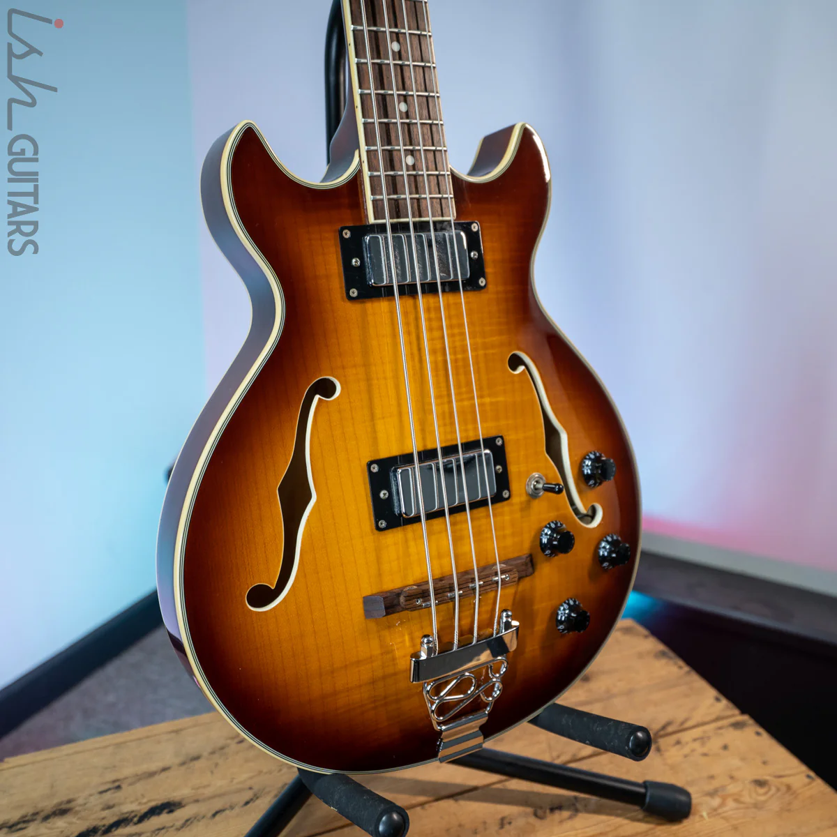 Jay Turser Semi-Hollow Bass Sunburst - Image 5