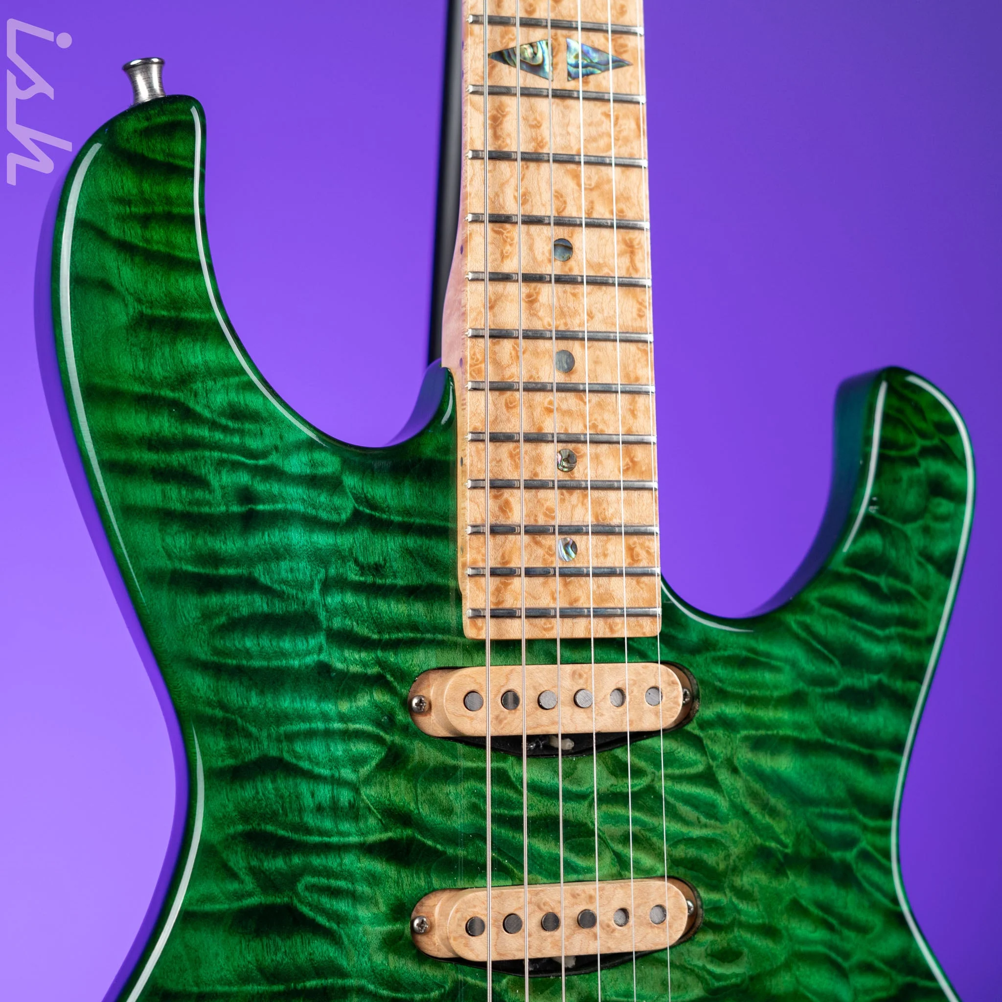 JP Guitars Luna Emerald Green Quilt - Image 3