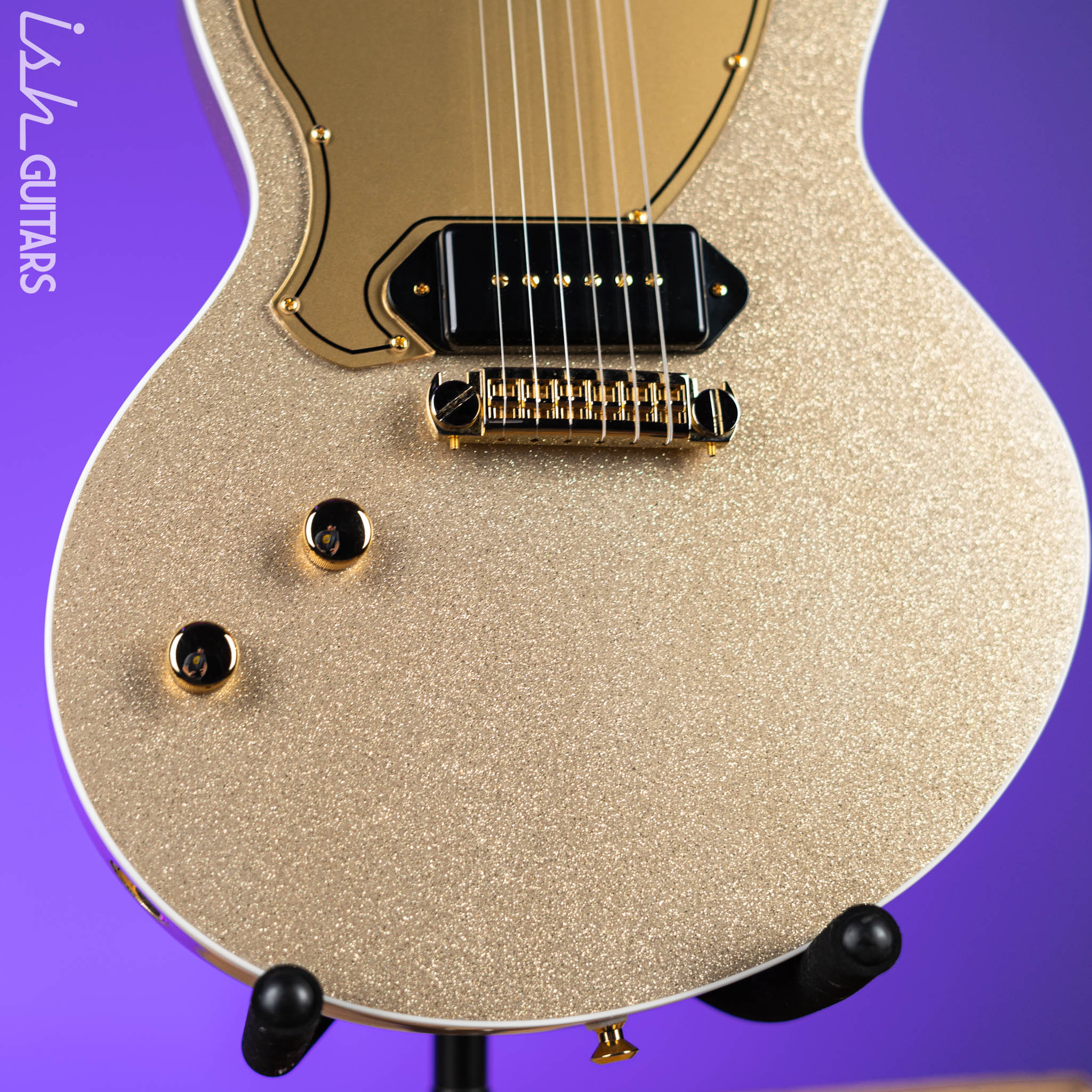 Kauer Starliner Left Handed Guitar Gold Sparkle - Image 4