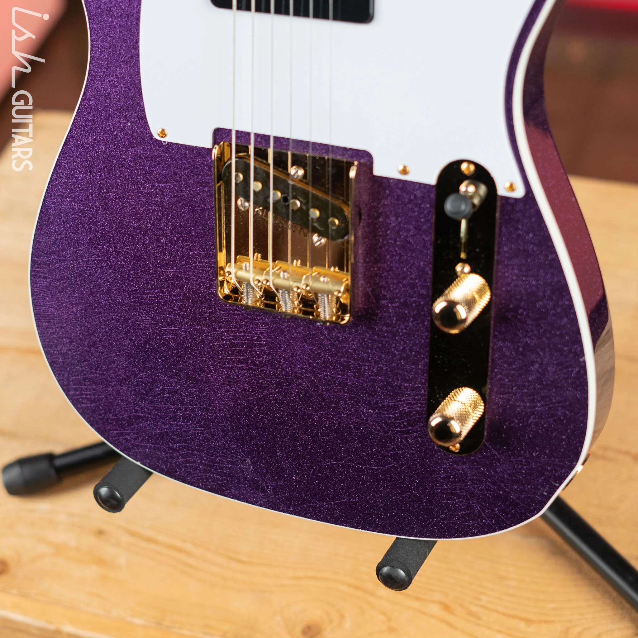 LSL Bad Bone 190 T-Style Electric Guitar Purple Sparkle - Image 5