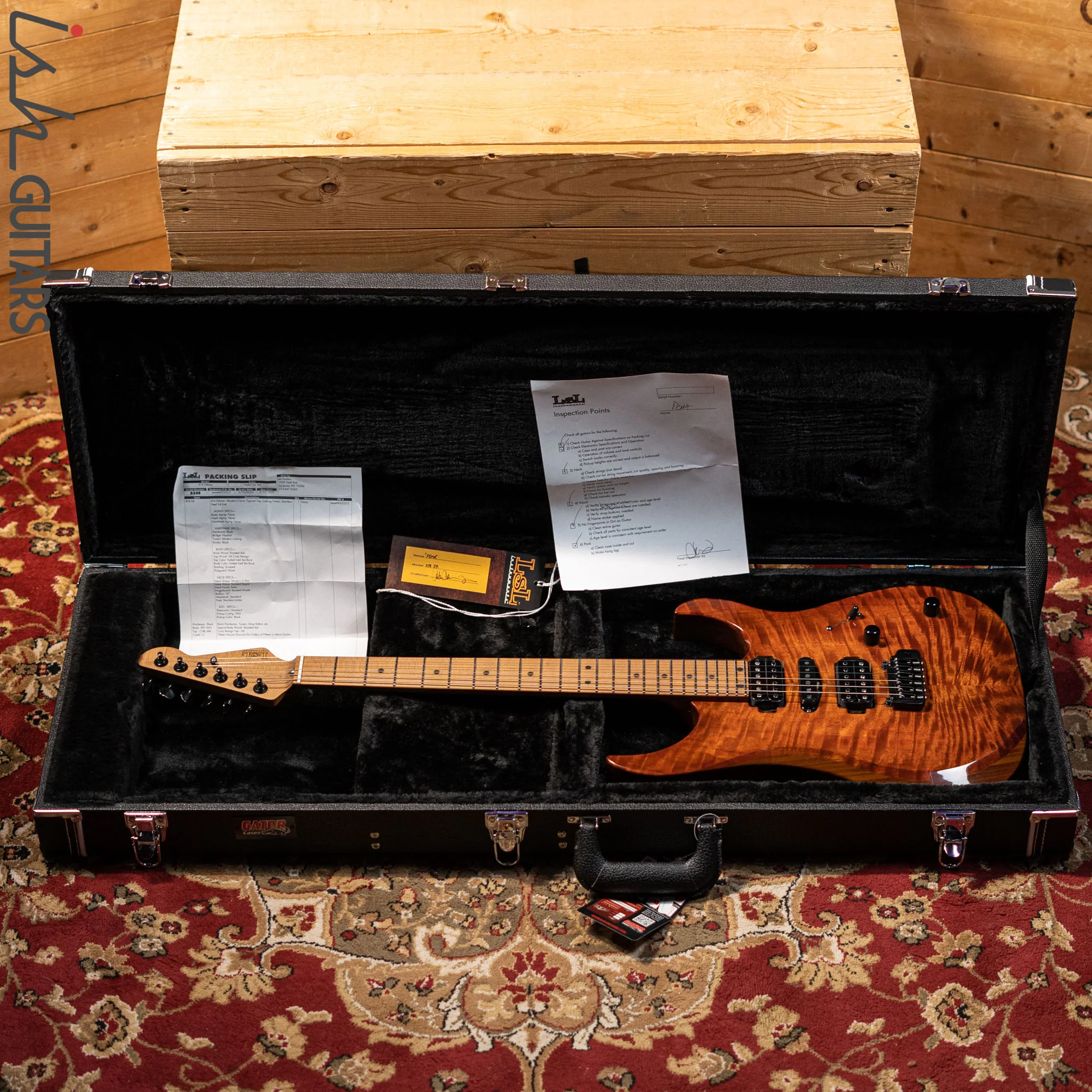 LSL “Pema” XT4-DX 5A Curly Mango Faded Iced Tea Burst - Image 12