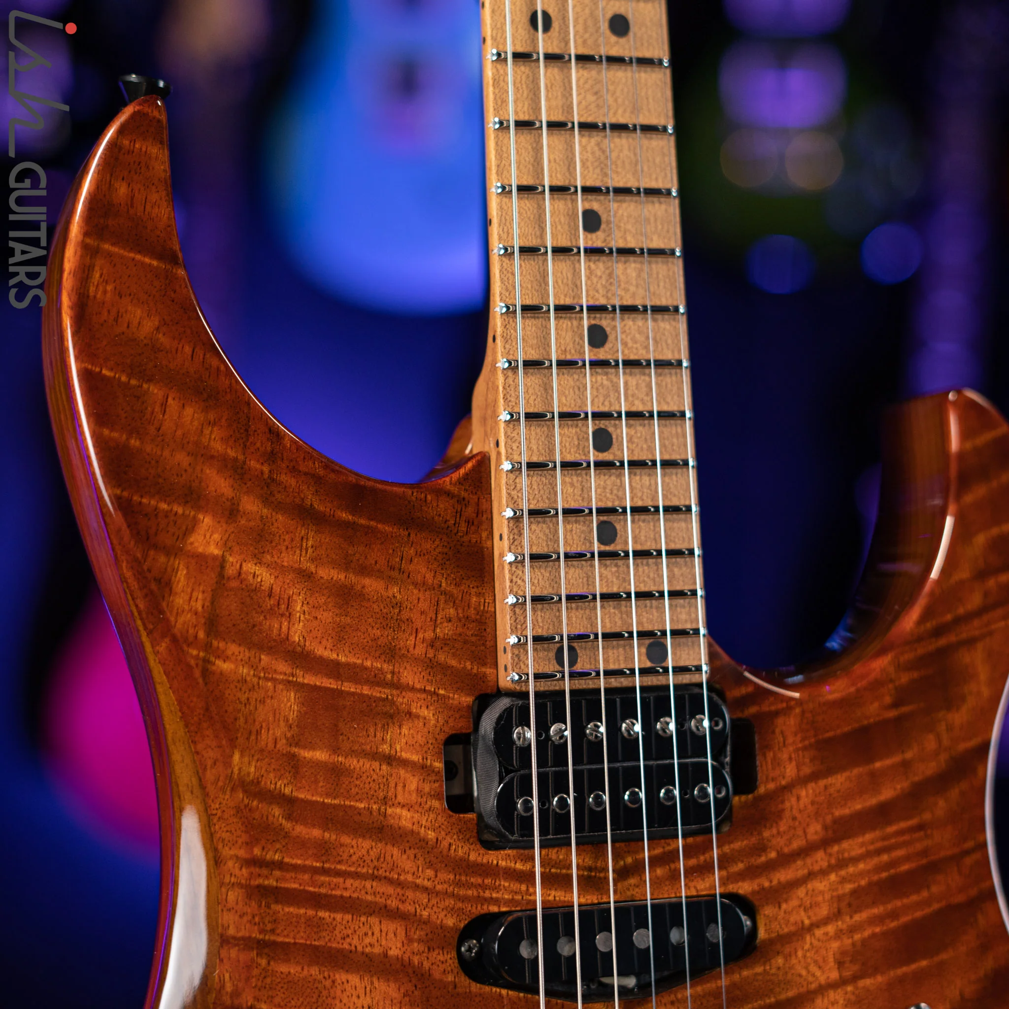 LSL “Pema” XT4-DX 5A Curly Mango Faded Iced Tea Burst - Image 3