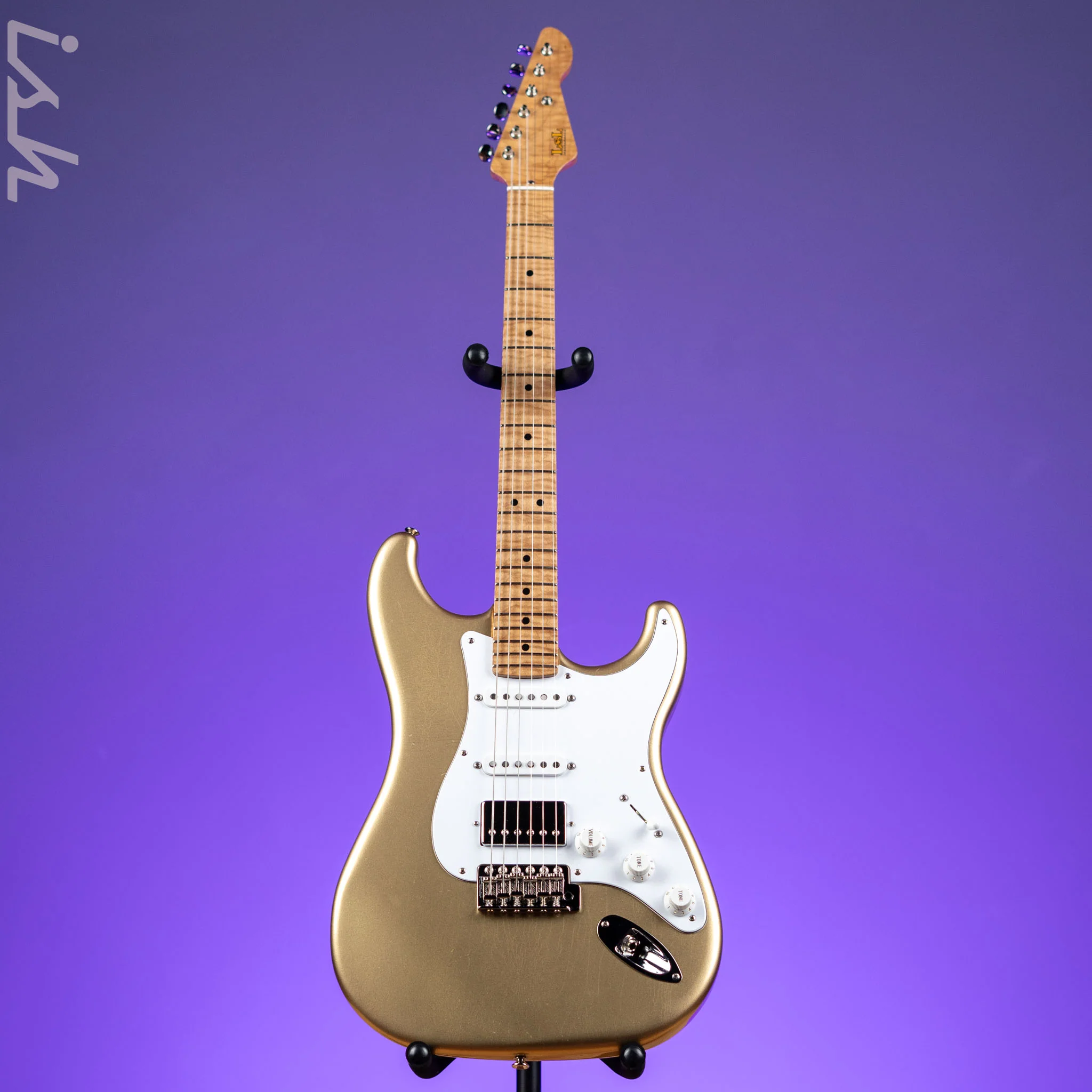 LSL Saticoy HSS 22 Fret Classic S Gold Aged Roasted Maple Neck - Image 2