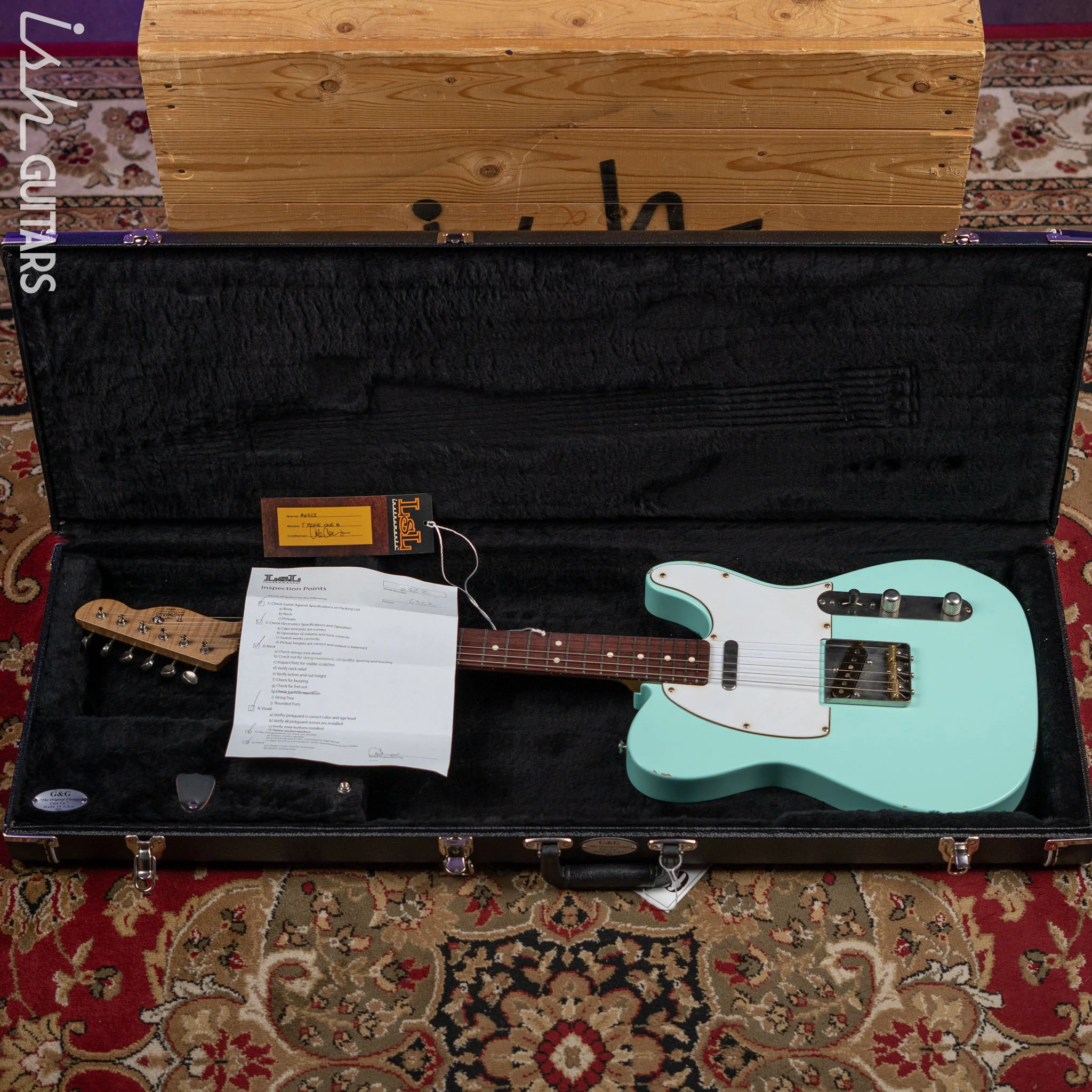 LSL T-Bone One B Electric Guitar Seafoam Green Aged - Image 13