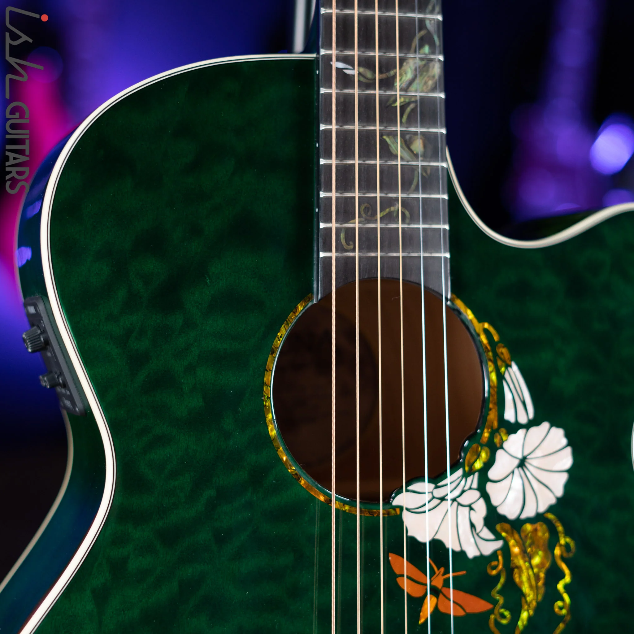 Luna Flo Moon Custom Acoustic Guitar Transparent Mallard - Image 3