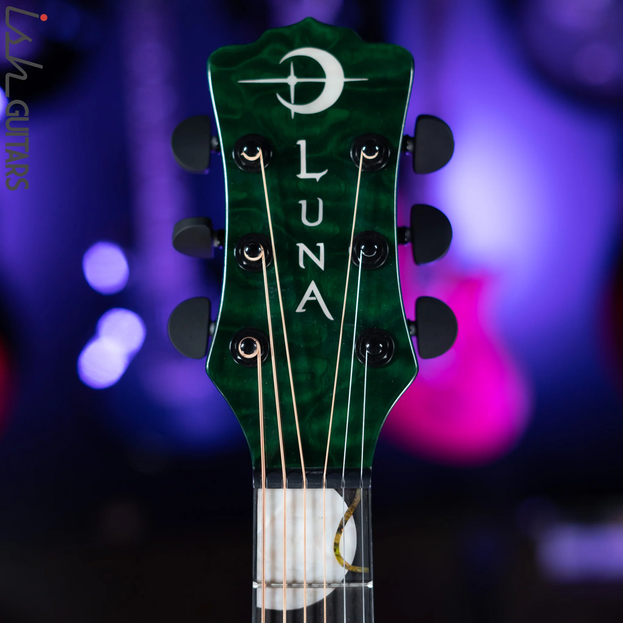 Luna Flo Moon Custom Acoustic Guitar Transparent Mallard - Image 8