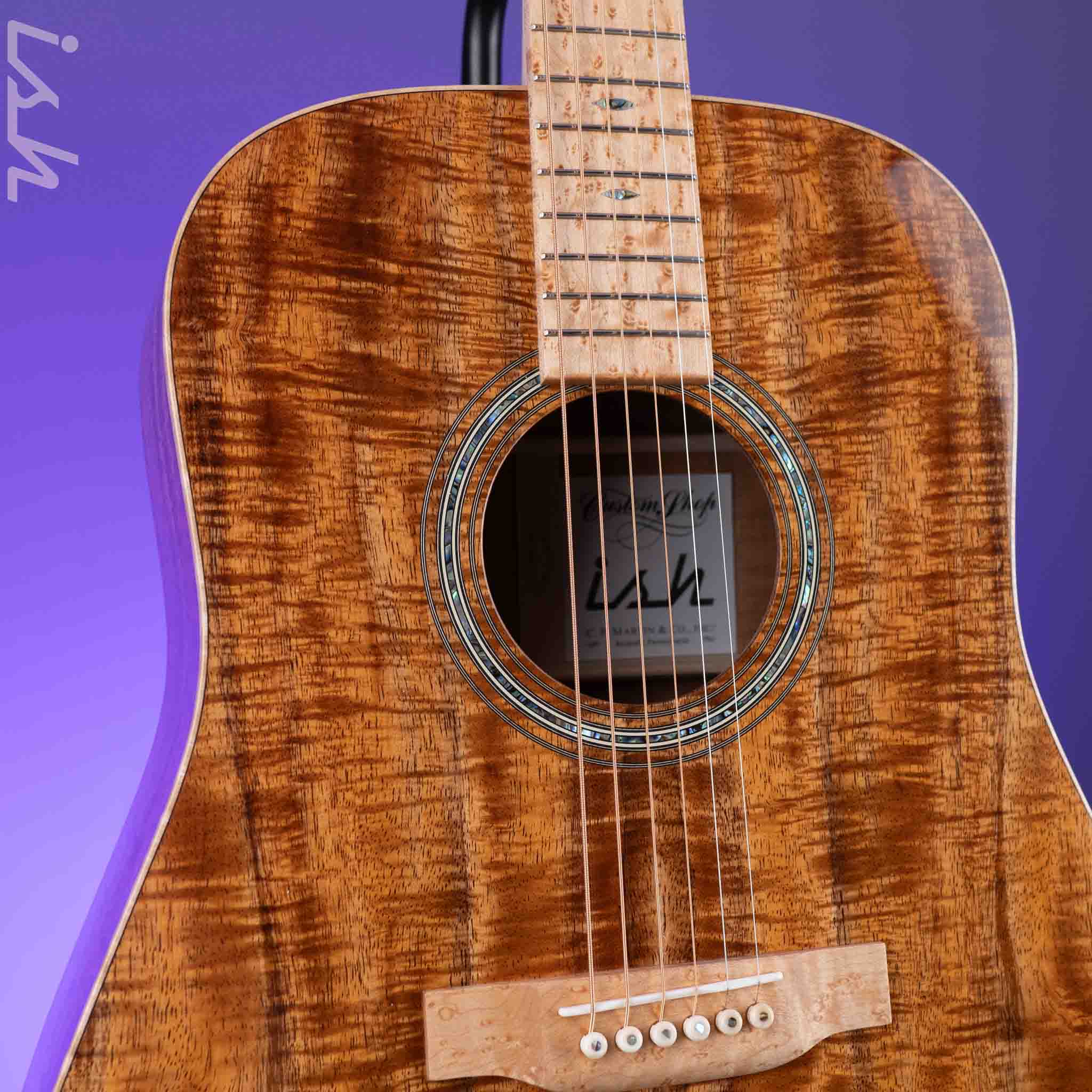Martin Custom Shop D-28 Style Dreadnought Acoustic Guitar Highly Flamed Koa - Image 3