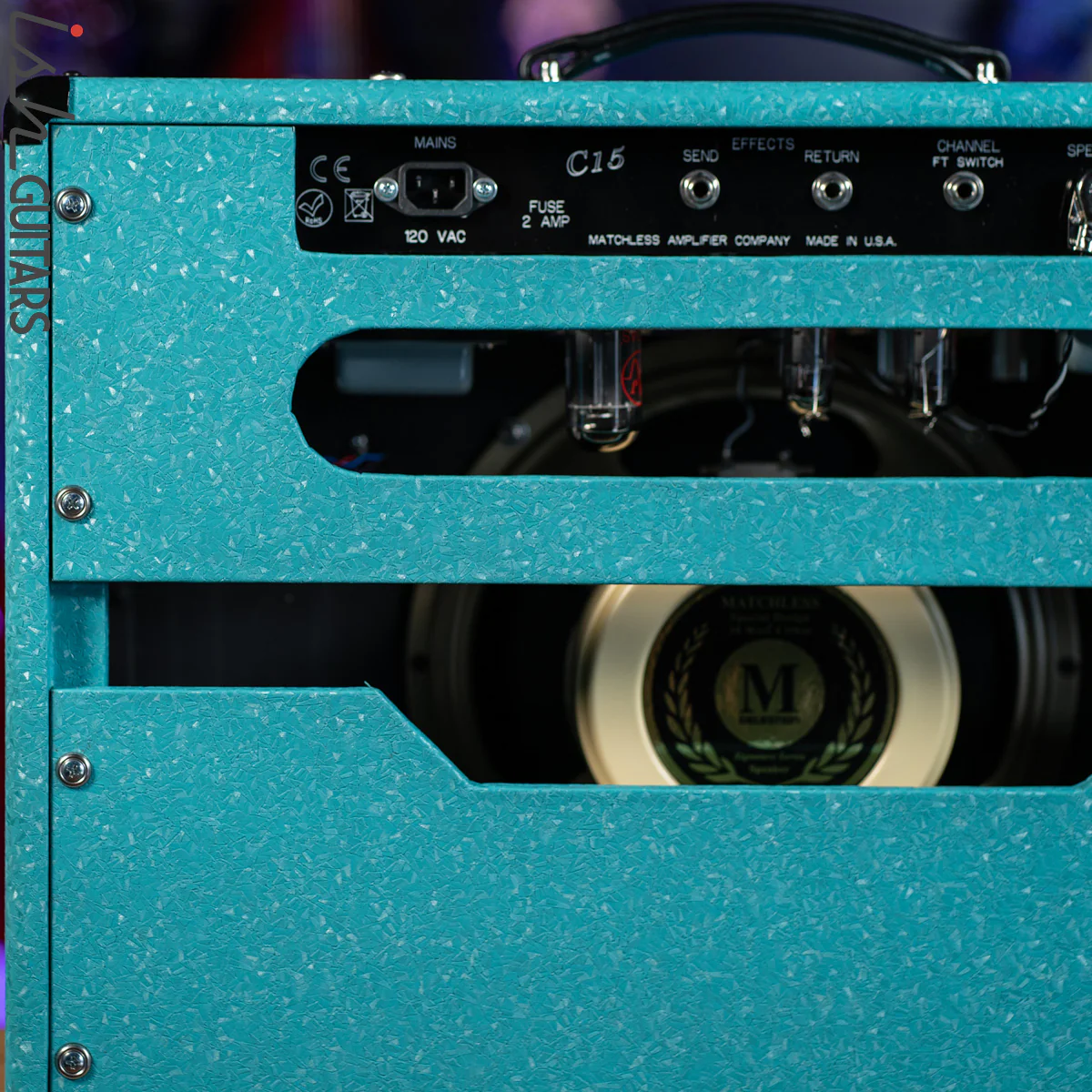Matchless C-15 112 15W Combo Amplifier Shower Curtain Turquoise - Image 6